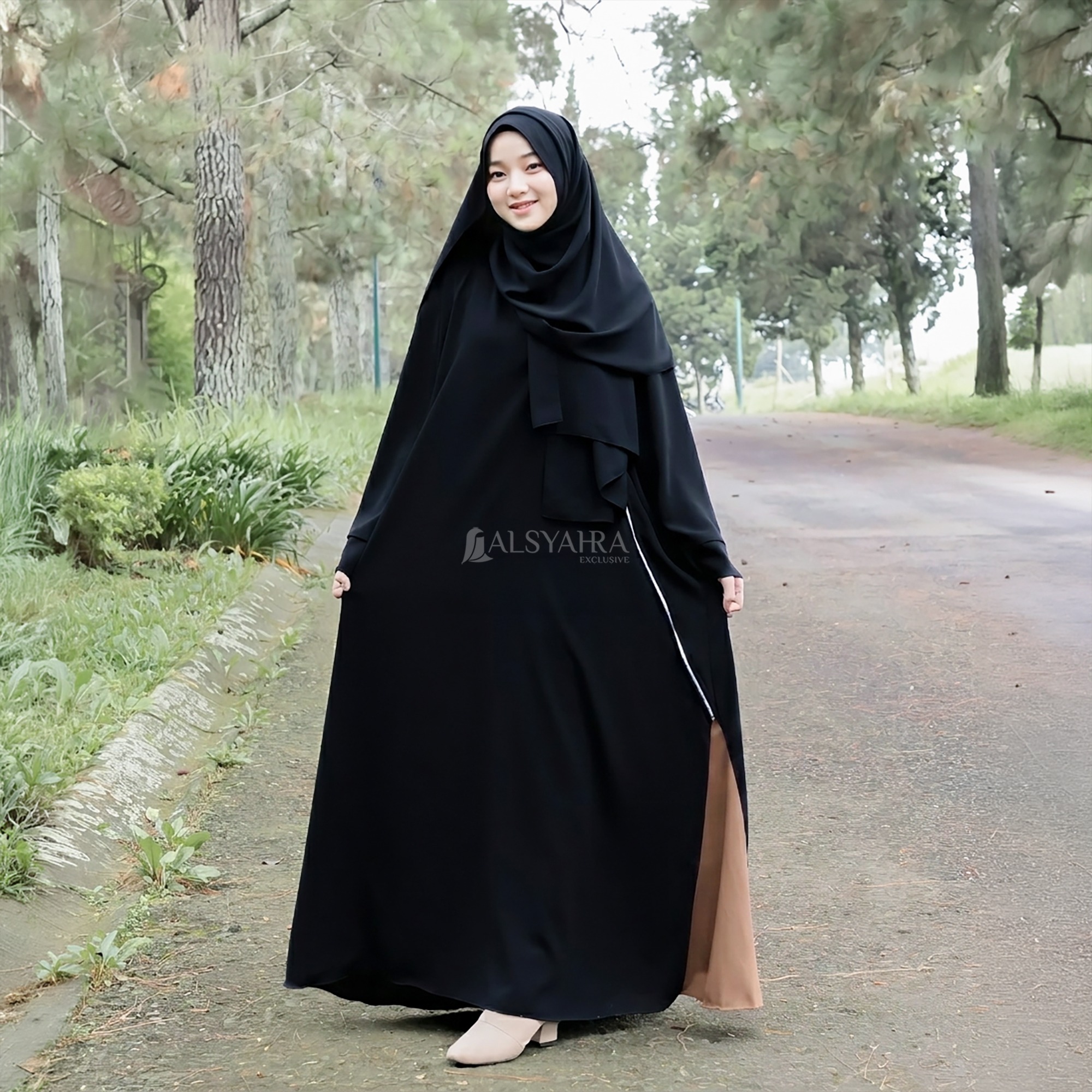Alsyahra Exclusive - Abaya Gamis Syari Anindya Jetblack