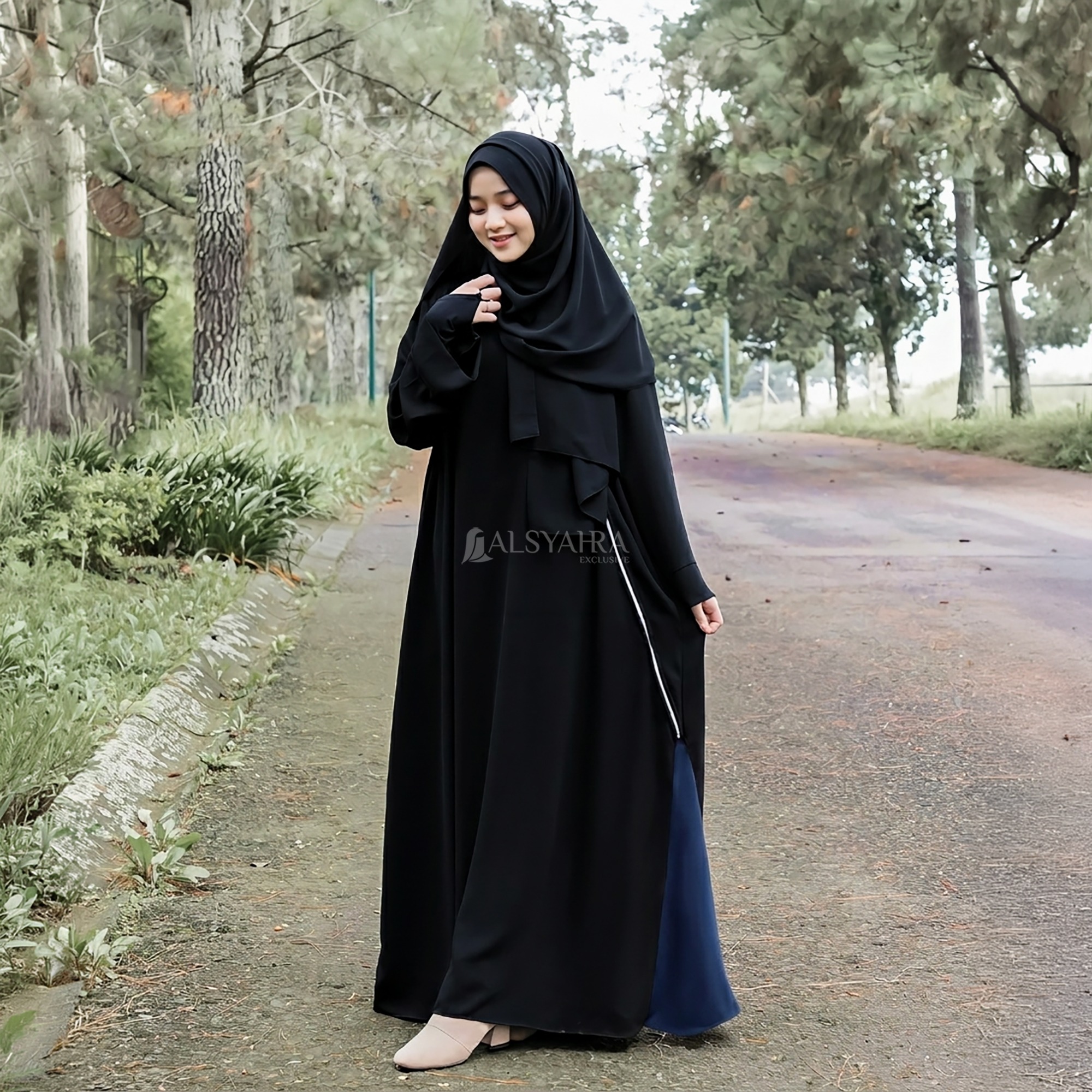 Alsyahra Exclusive - Abaya Gamis Syari Anindya Jetblack