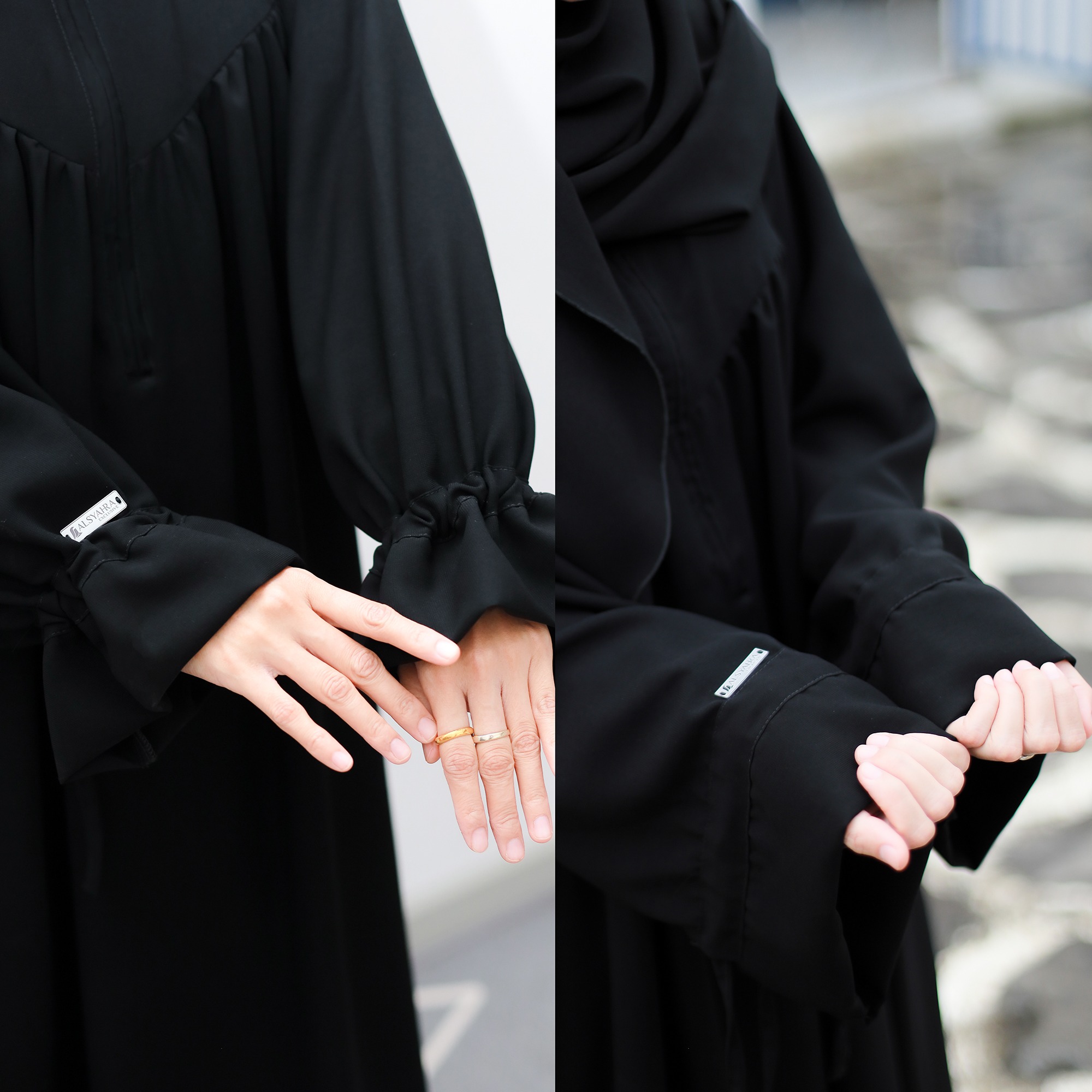 Alsyahra Exclusive - Abaya Syari Haya Luxe Jetblack 2 Style