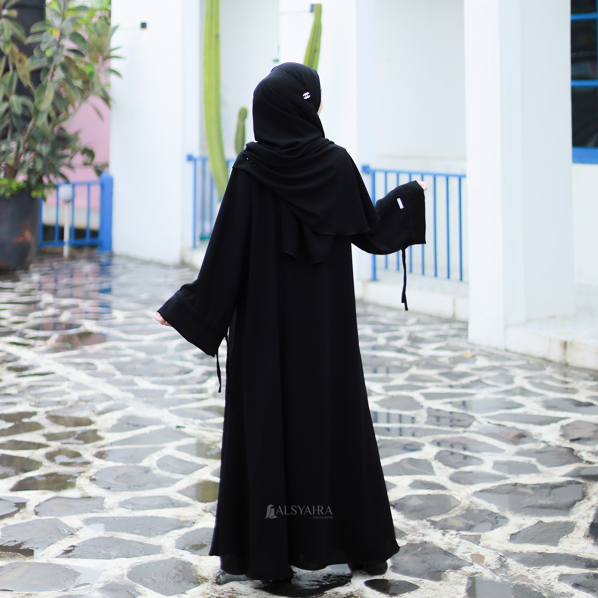 Alsyahra Exclusive - Abaya Syari Haya Luxe Jetblack 2 Style