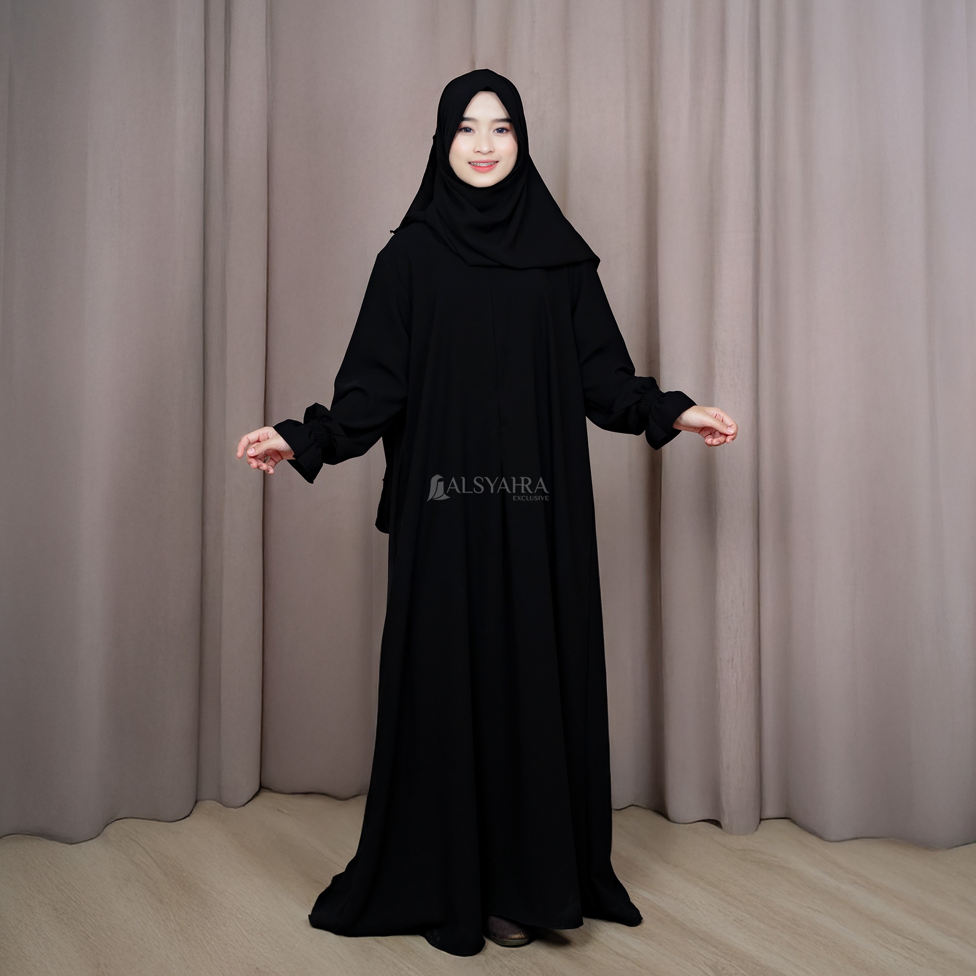 Alsyahra Exclusive - Abaya Gamis Syari Humaira Jetblack