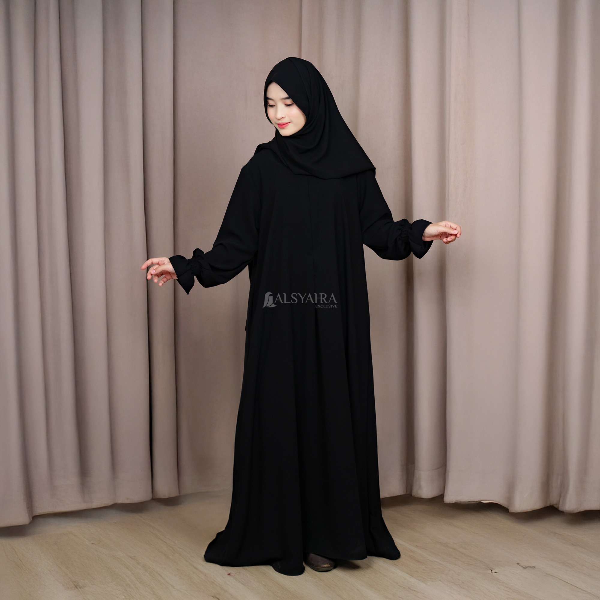 Alsyahra Exclusive - Abaya Gamis Syari Humaira Jetblack
