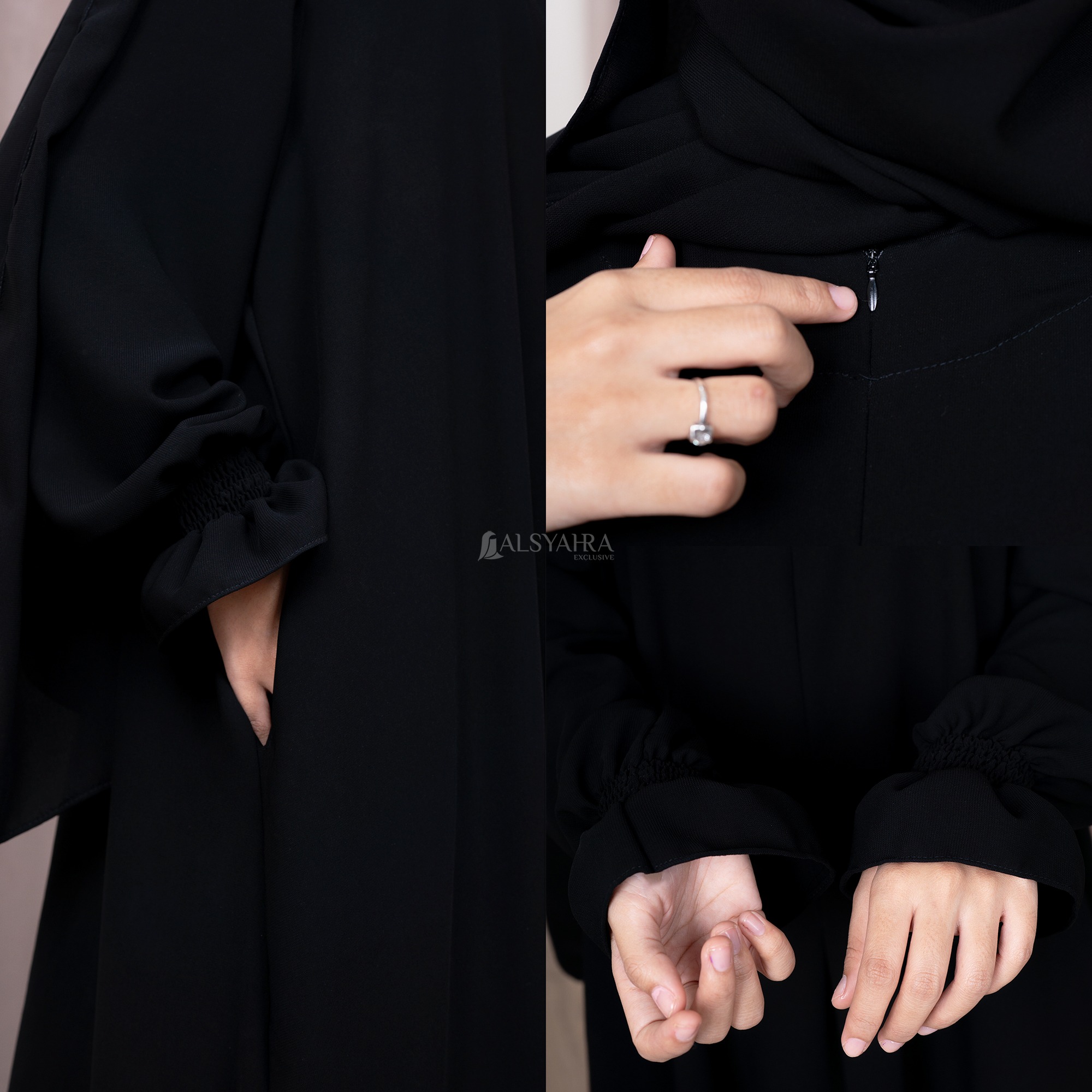 Alsyahra Exclusive - Abaya Gamis Syari Humaira Jetblack