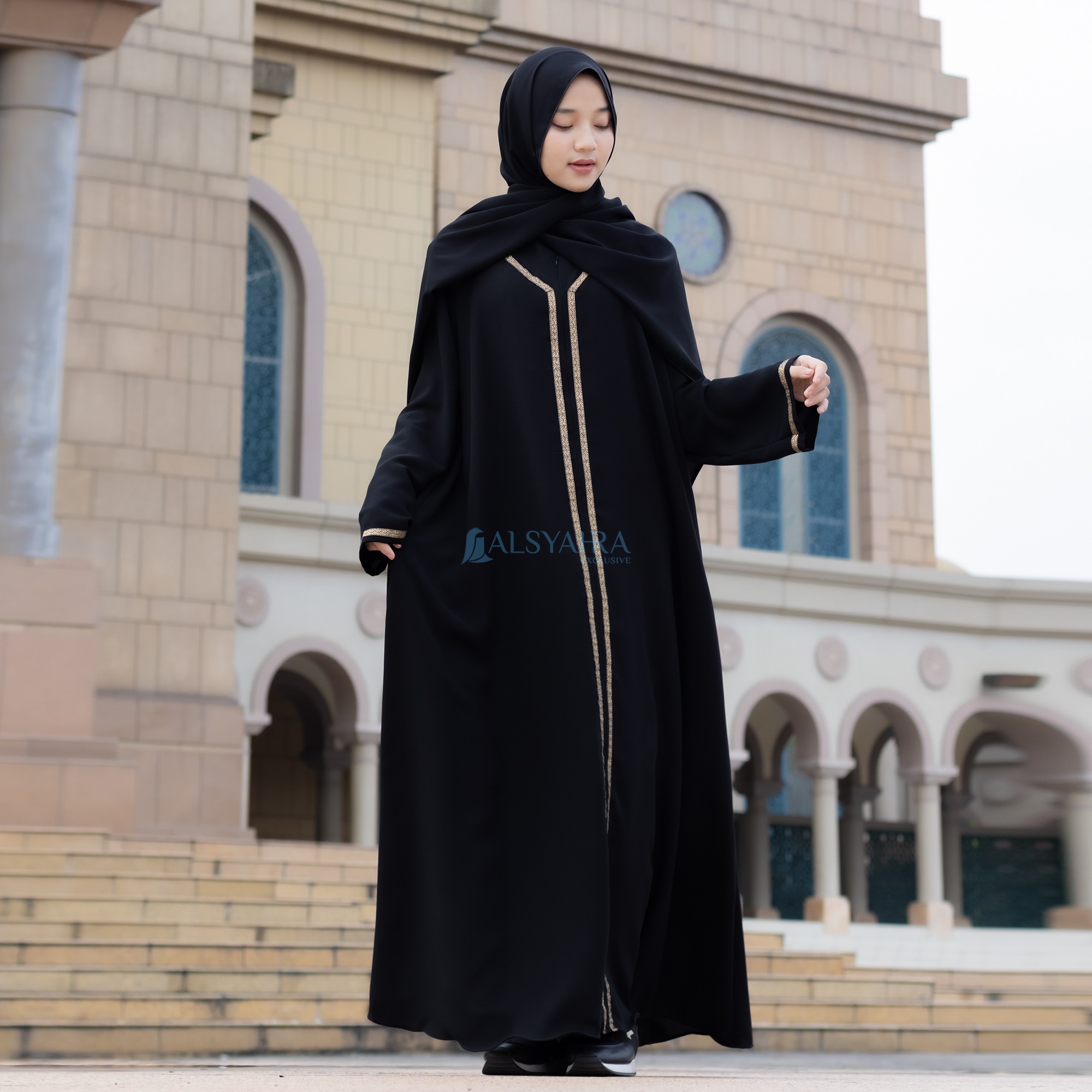 Alsyahra Exclusive - Abaya Gamis Syari Khadijah Soft Jetblack