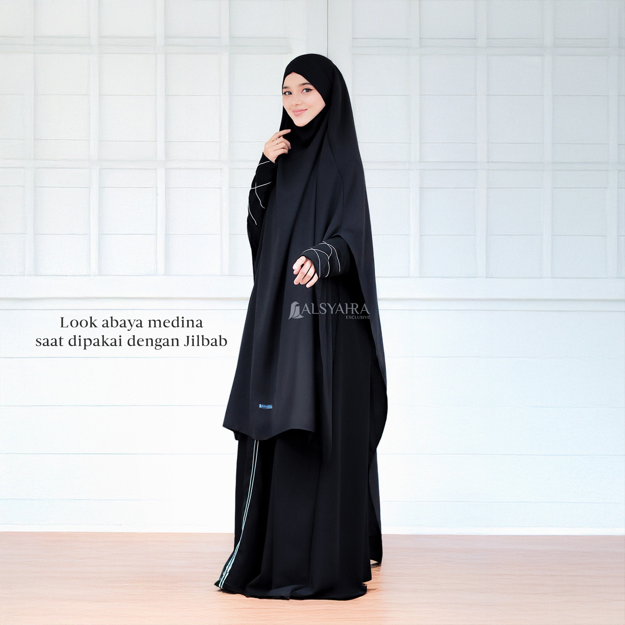 Alsyahra Exclusive - Abaya Gamis Syari Medina Signature Soft Jetblack