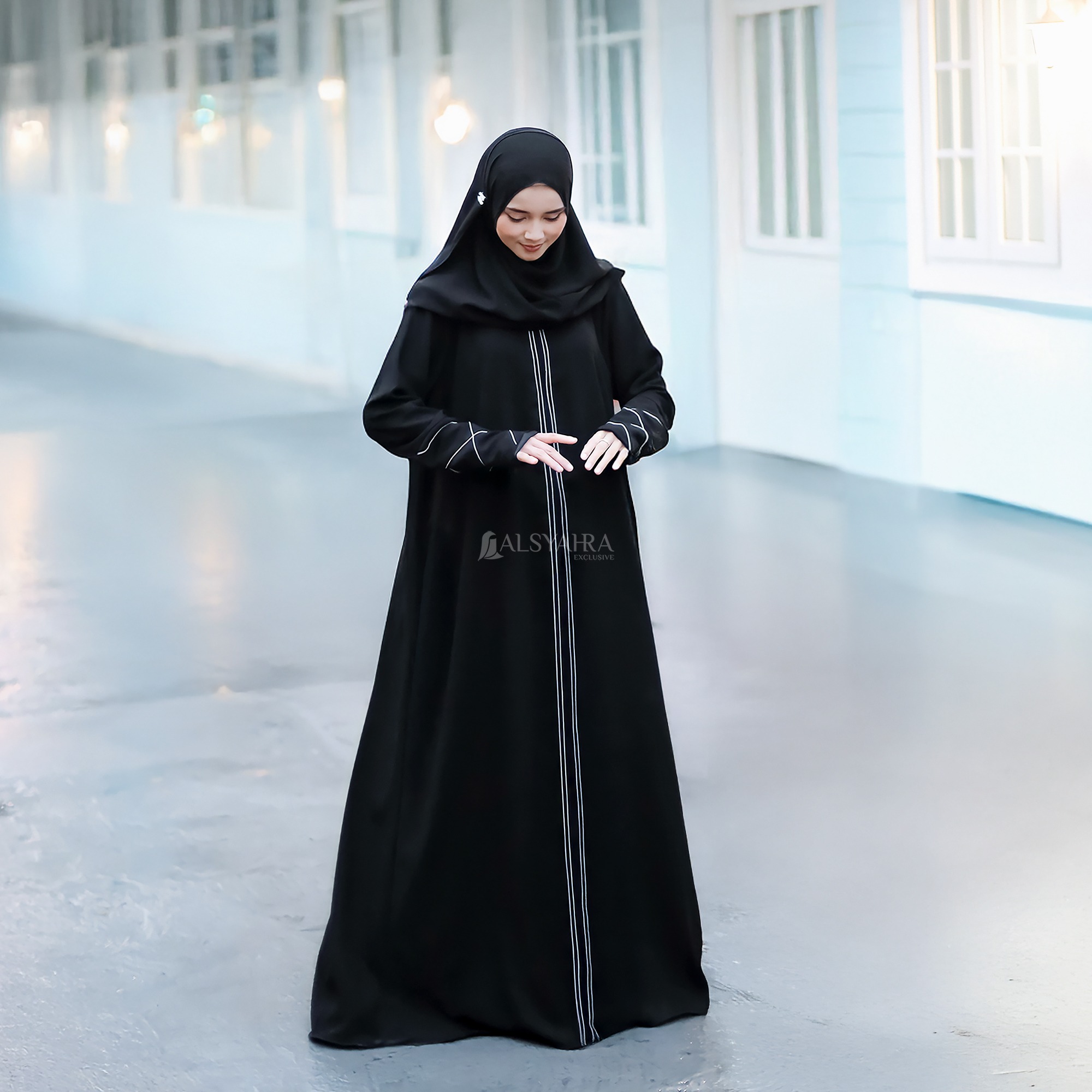 Alsyahra Exclusive - Abaya Gamis Syari Medina Signature Soft Jetblack