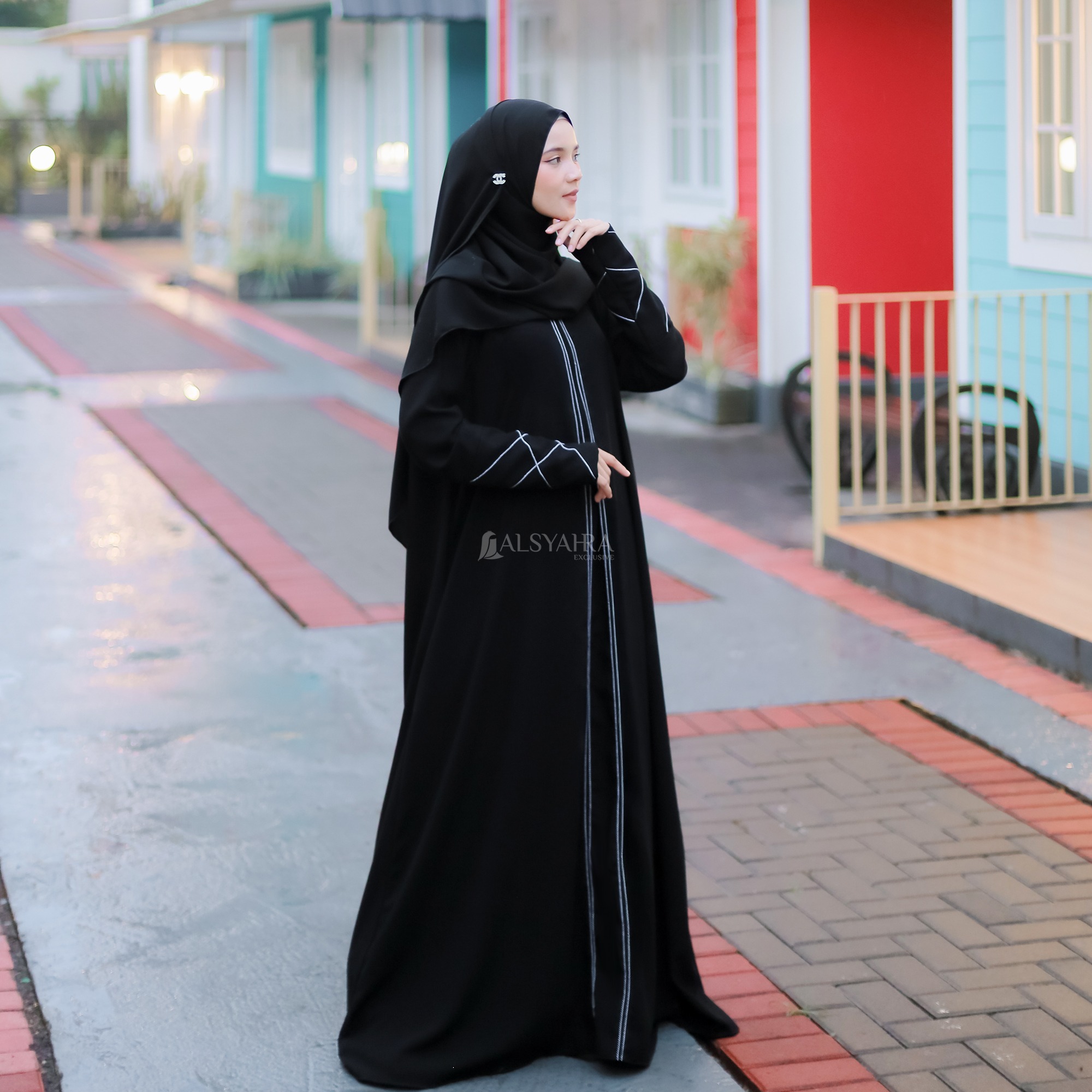 Alsyahra Exclusive - Abaya Gamis Syari Medina Signature Soft Jetblack