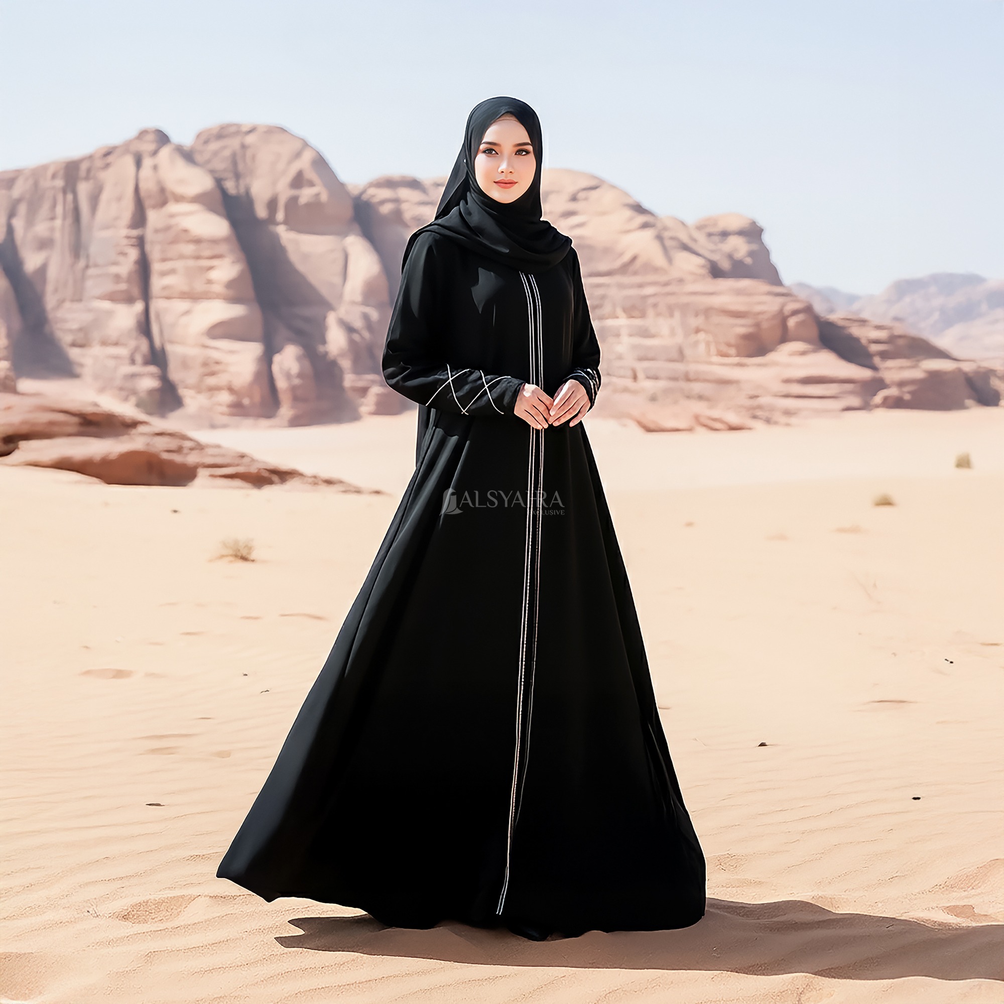 Alsyahra Exclusive - Abaya Gamis Syari Medina Signature Soft Jetblack