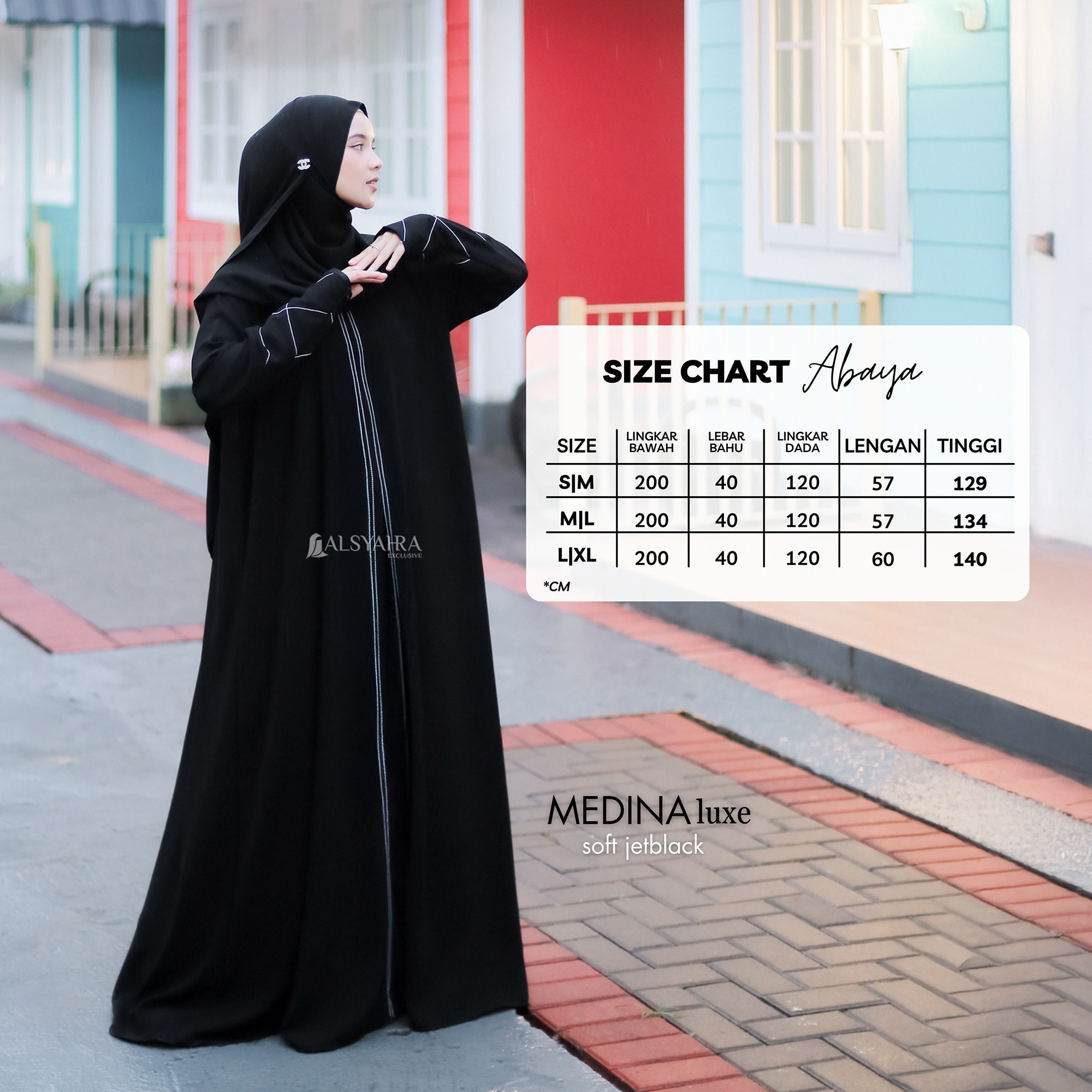 Alsyahra Exclusive - Abaya Gamis Syari Medina Signature Soft Jetblack
