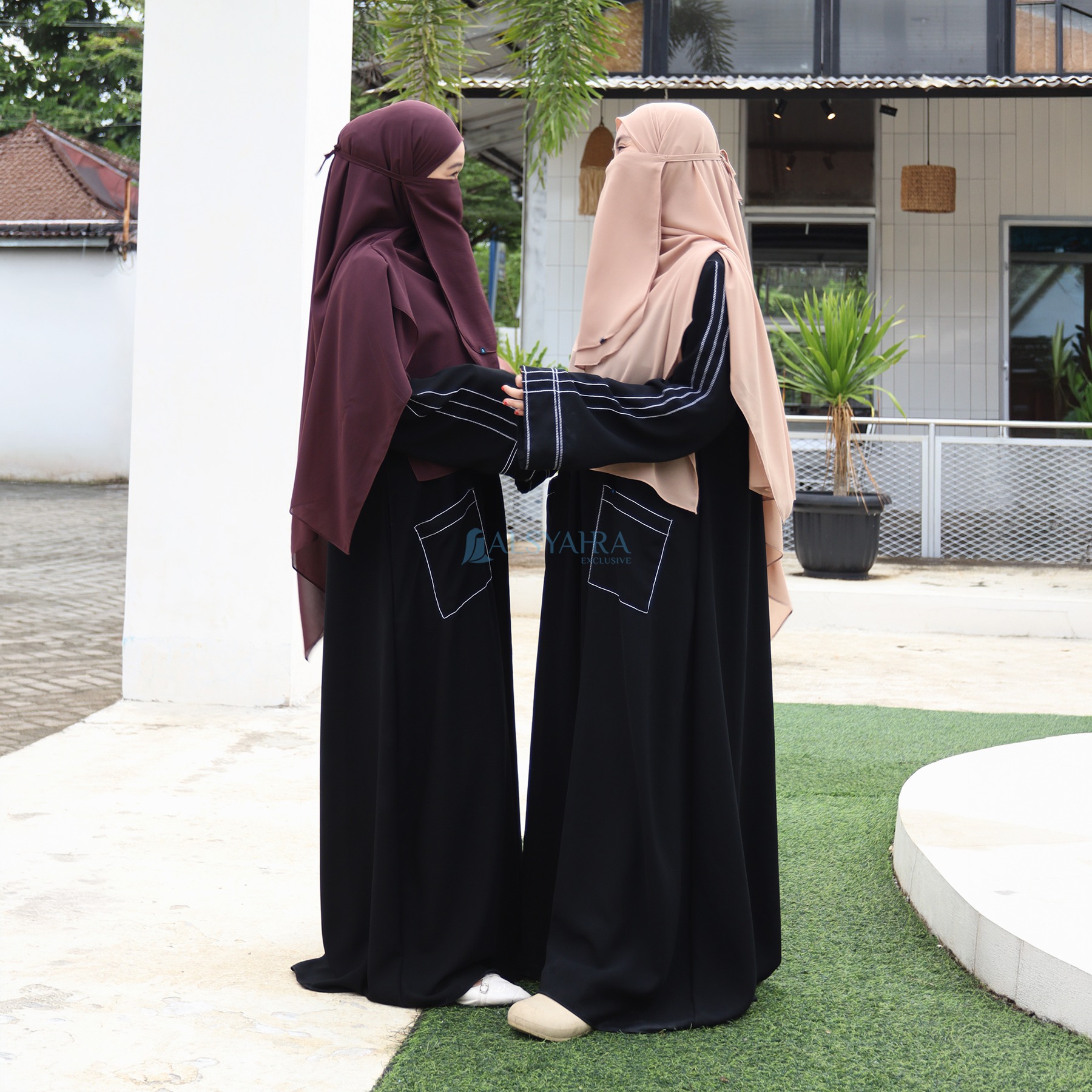 Alsyahra Exclusive - Abaya Gamis Syari Nayyara Pocket Soft Jetblack