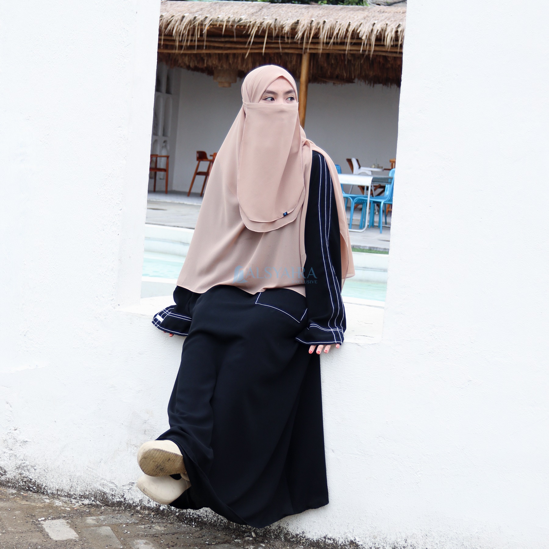 Alsyahra Exclusive - Abaya Gamis Syari Nayyara Pocket Soft Jetblack