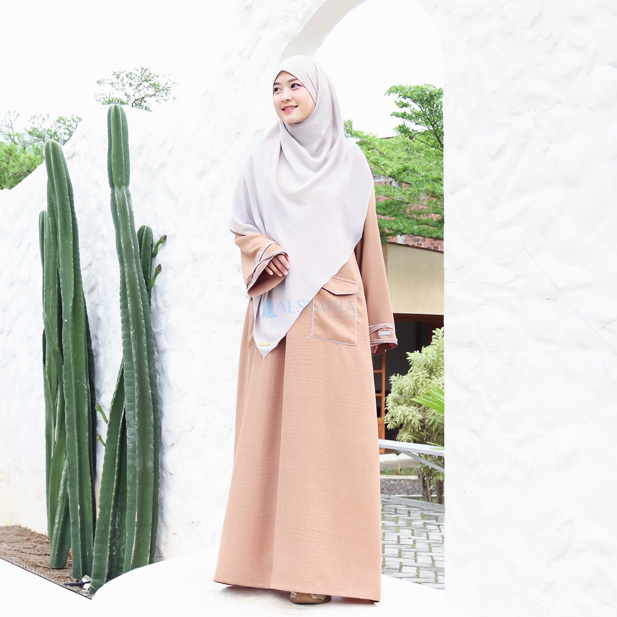 Alsyahra Exclusive - Abaya Nayyara Pocket Cross Linen Alexandria Signature Premium