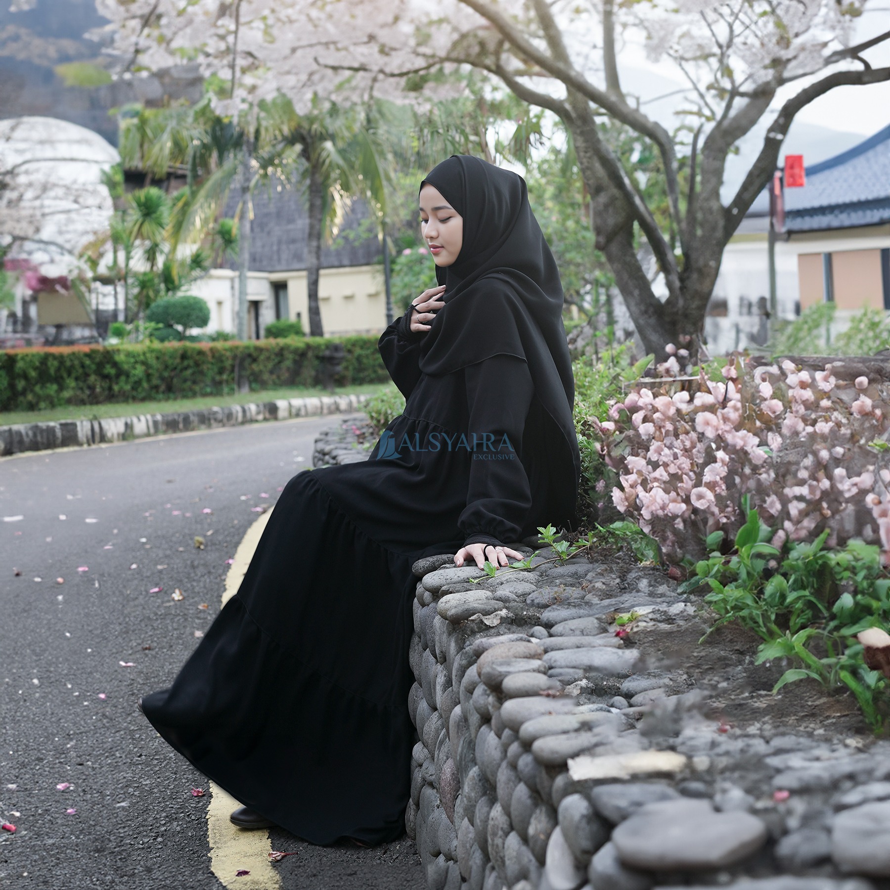 Alsyahra Exclusive - Abaya Gamis Syari Salasa Jamila Soft Jetblack