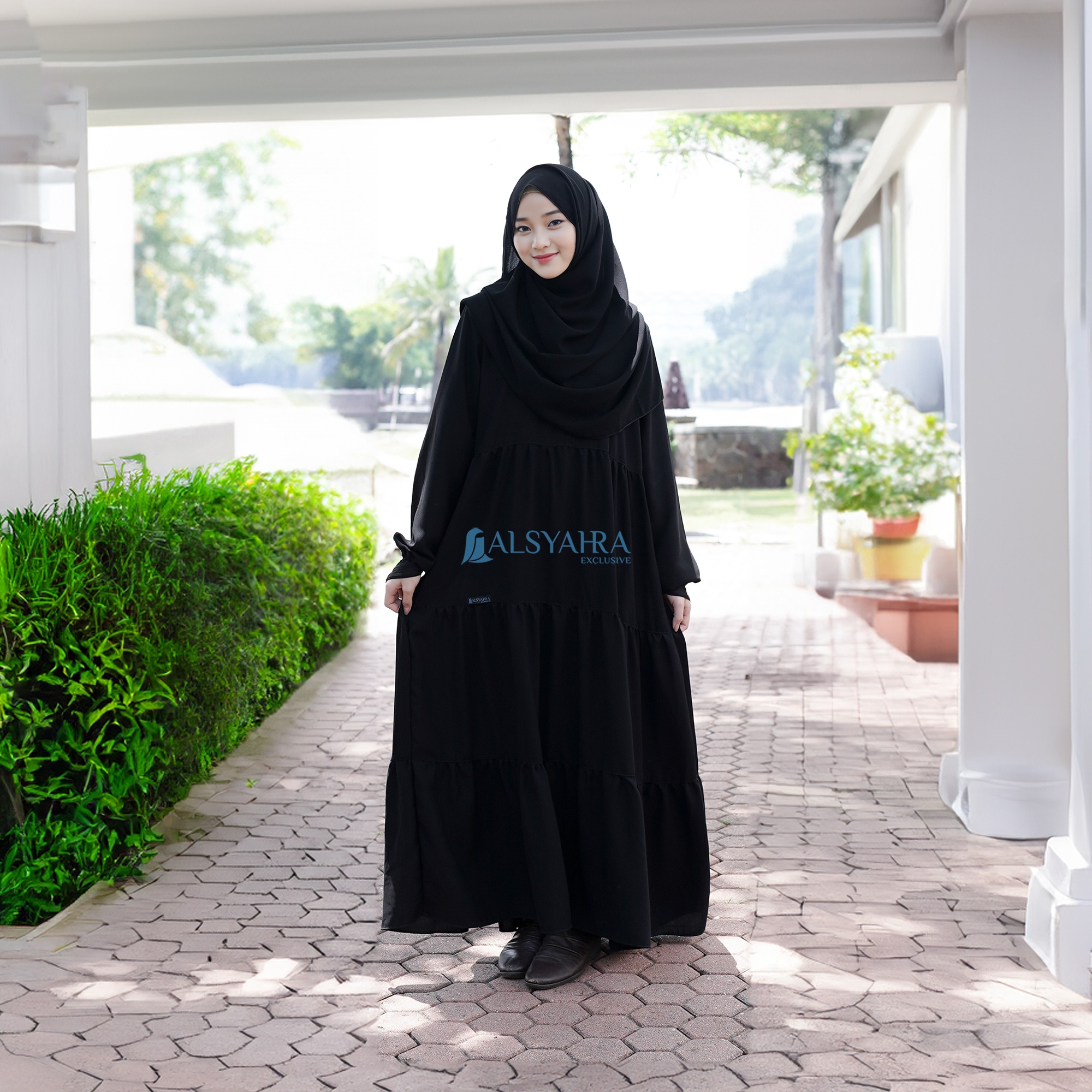 Alsyahra Exclusive - Abaya Gamis Syari Salasa Jamila Soft Jetblack