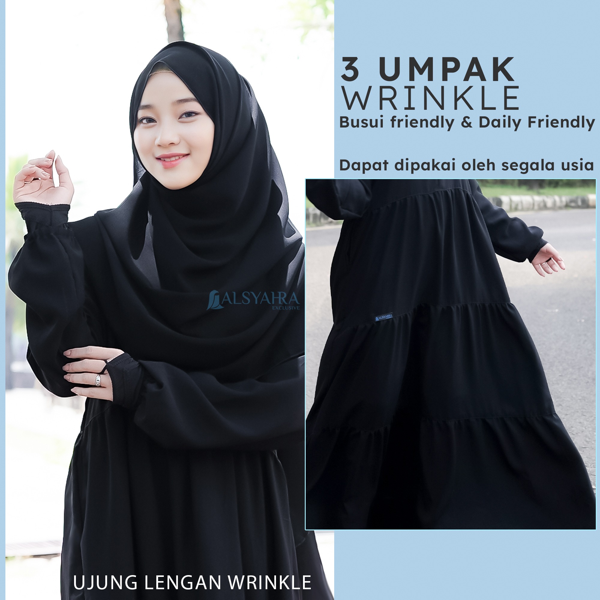 Alsyahra Exclusive - Abaya Gamis Syari Salasa Jamila Soft Jetblack