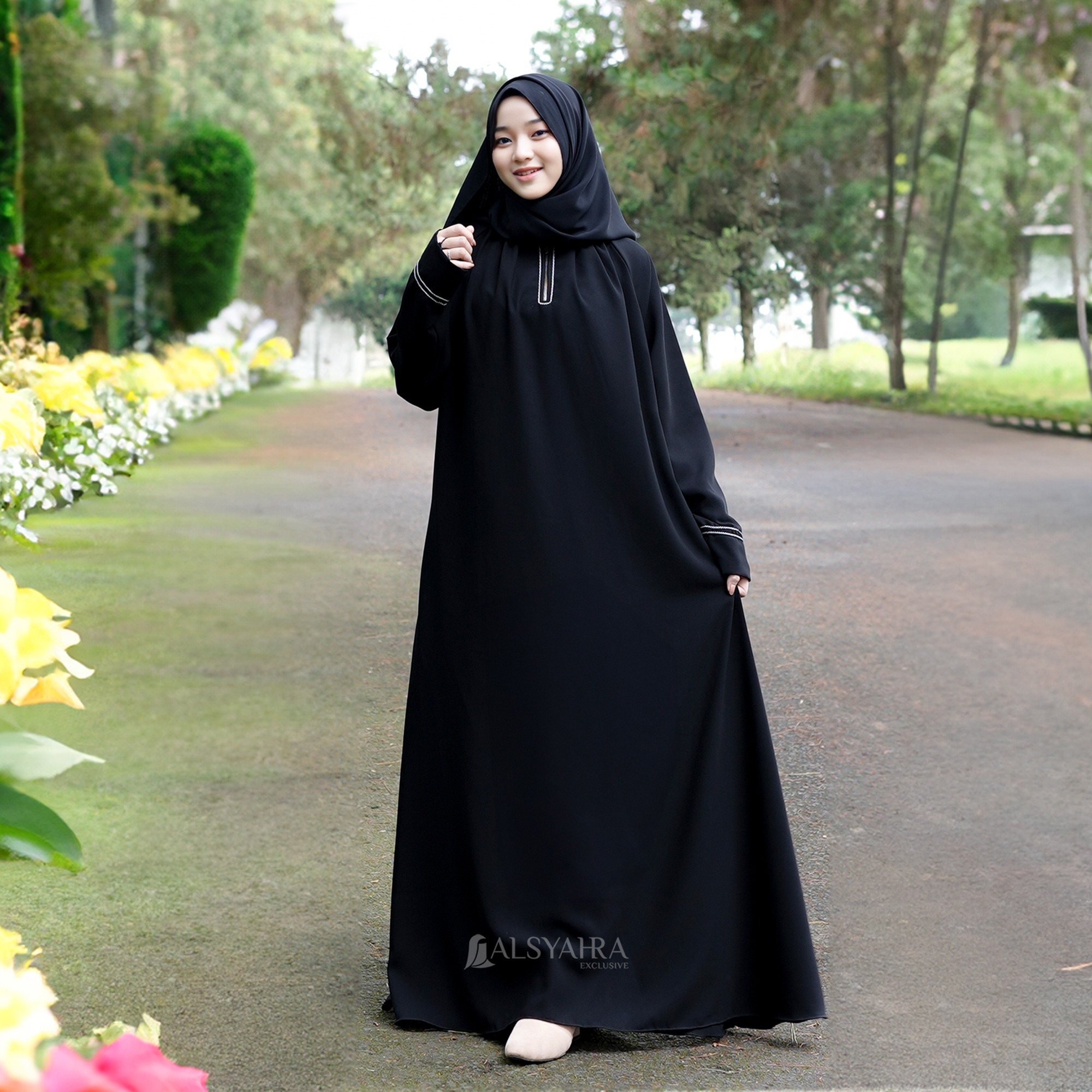 Alsyahra Exclusive - Abaya Gamis Syari Shalihah Jetblack