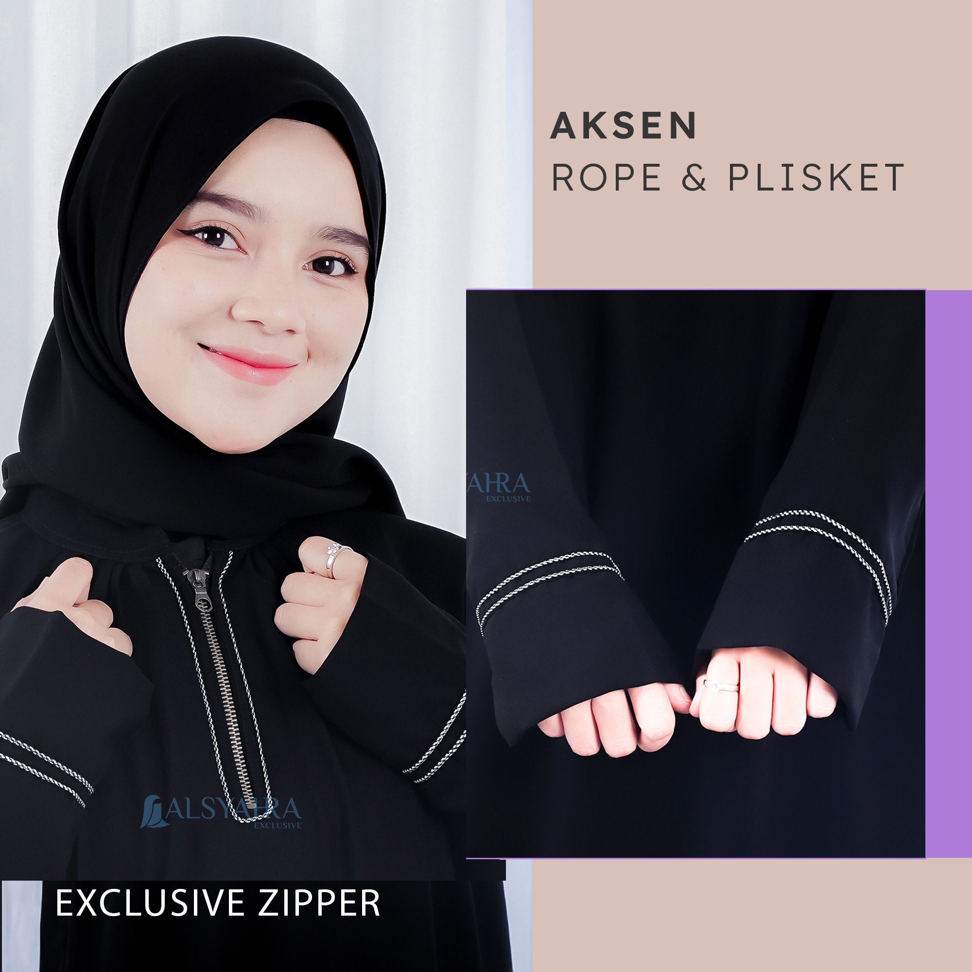 Alsyahra Exclusive - Abaya Gamis Syari Shalihah Jetblack
