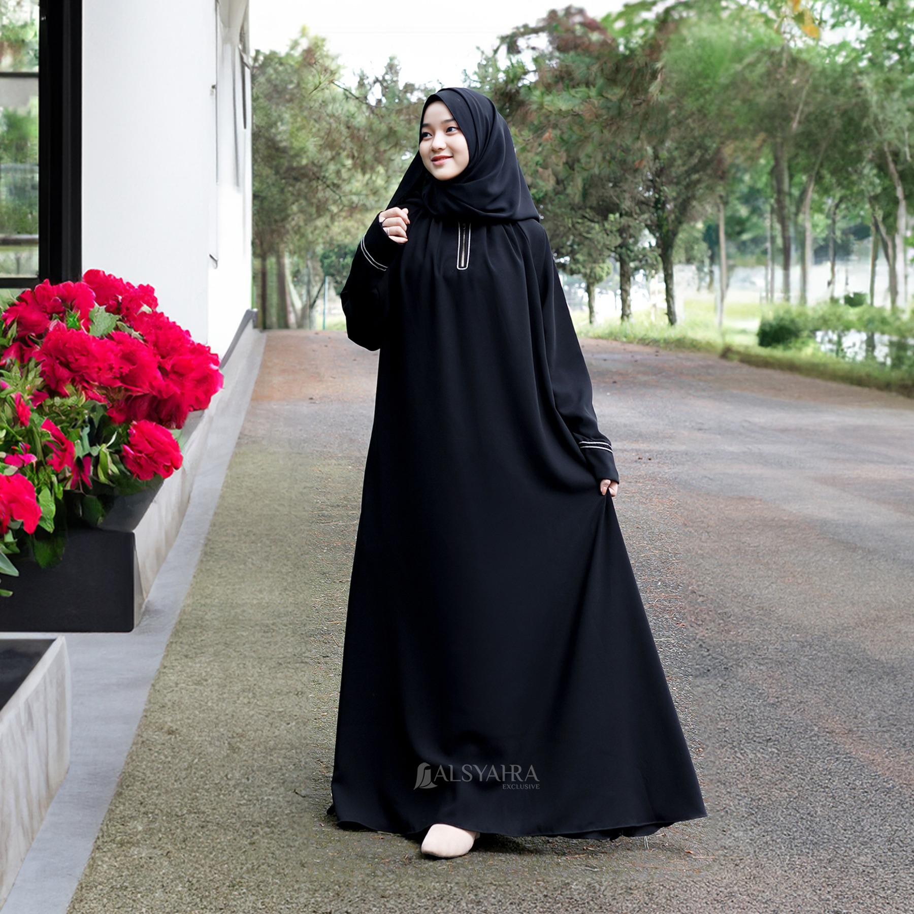 Alsyahra Exclusive - Abaya Gamis Syari Shalihah Jetblack