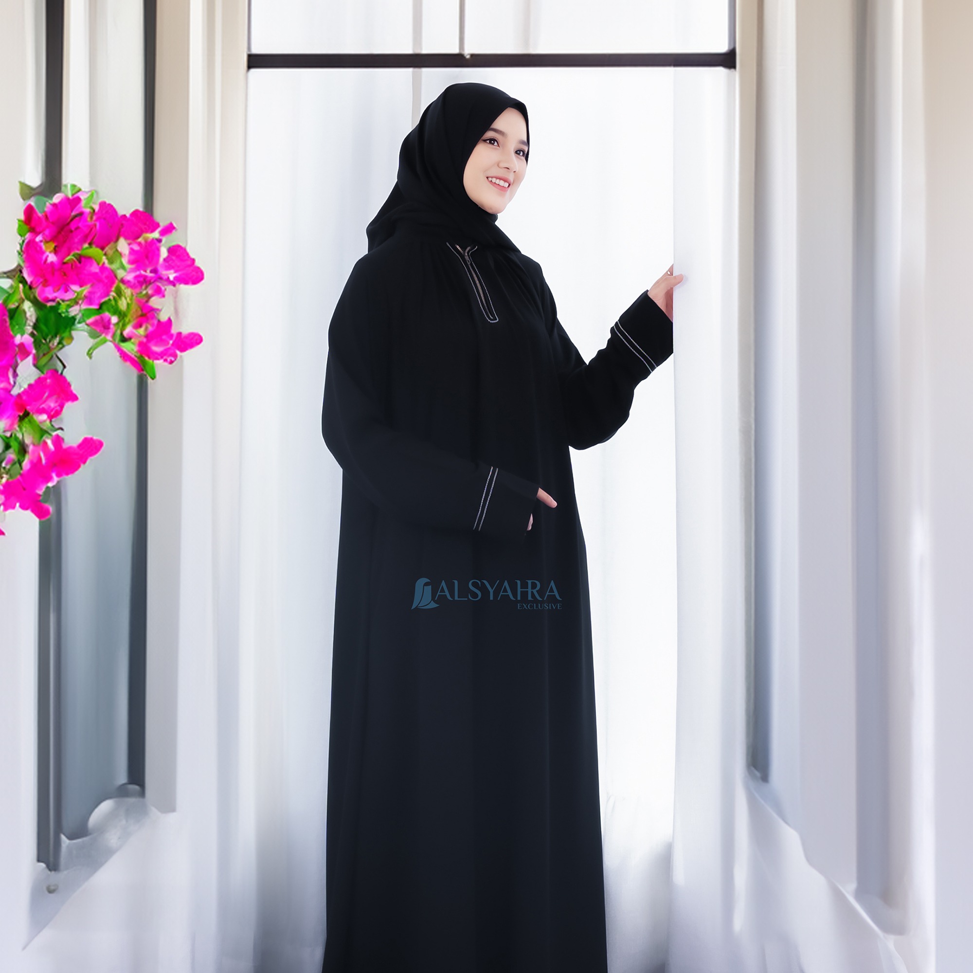 Alsyahra Exclusive - Abaya Gamis Syari Shalihah Jetblack
