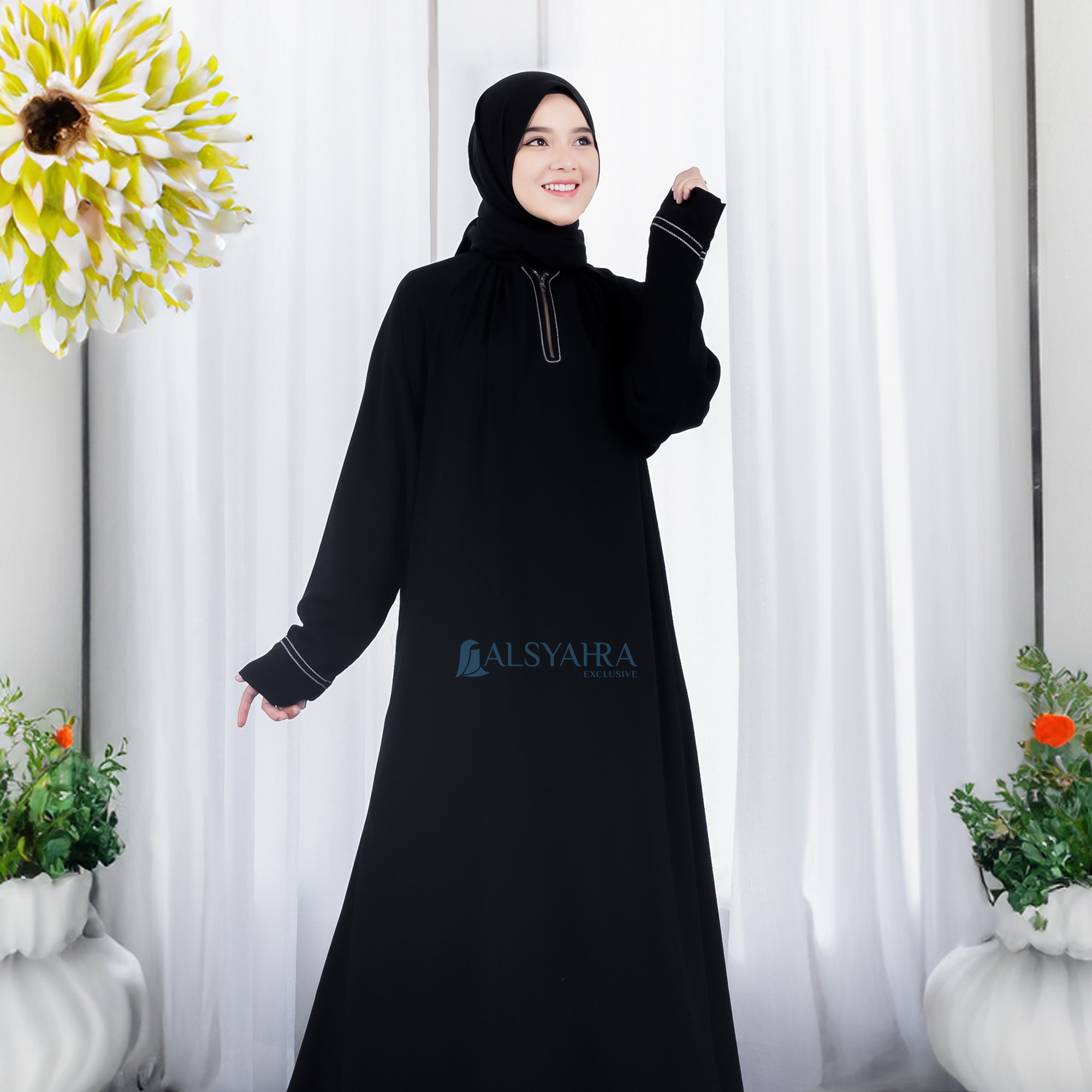 Alsyahra Exclusive - Abaya Gamis Syari Shalihah Jetblack