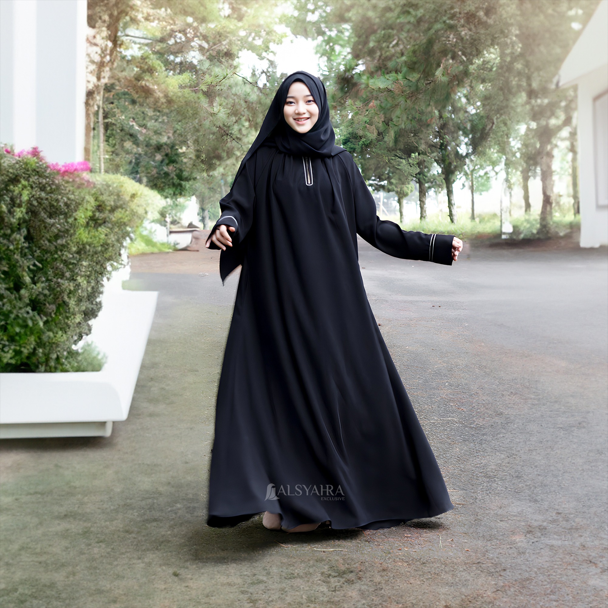 Alsyahra Exclusive - Abaya Gamis Syari Shalihah Jetblack