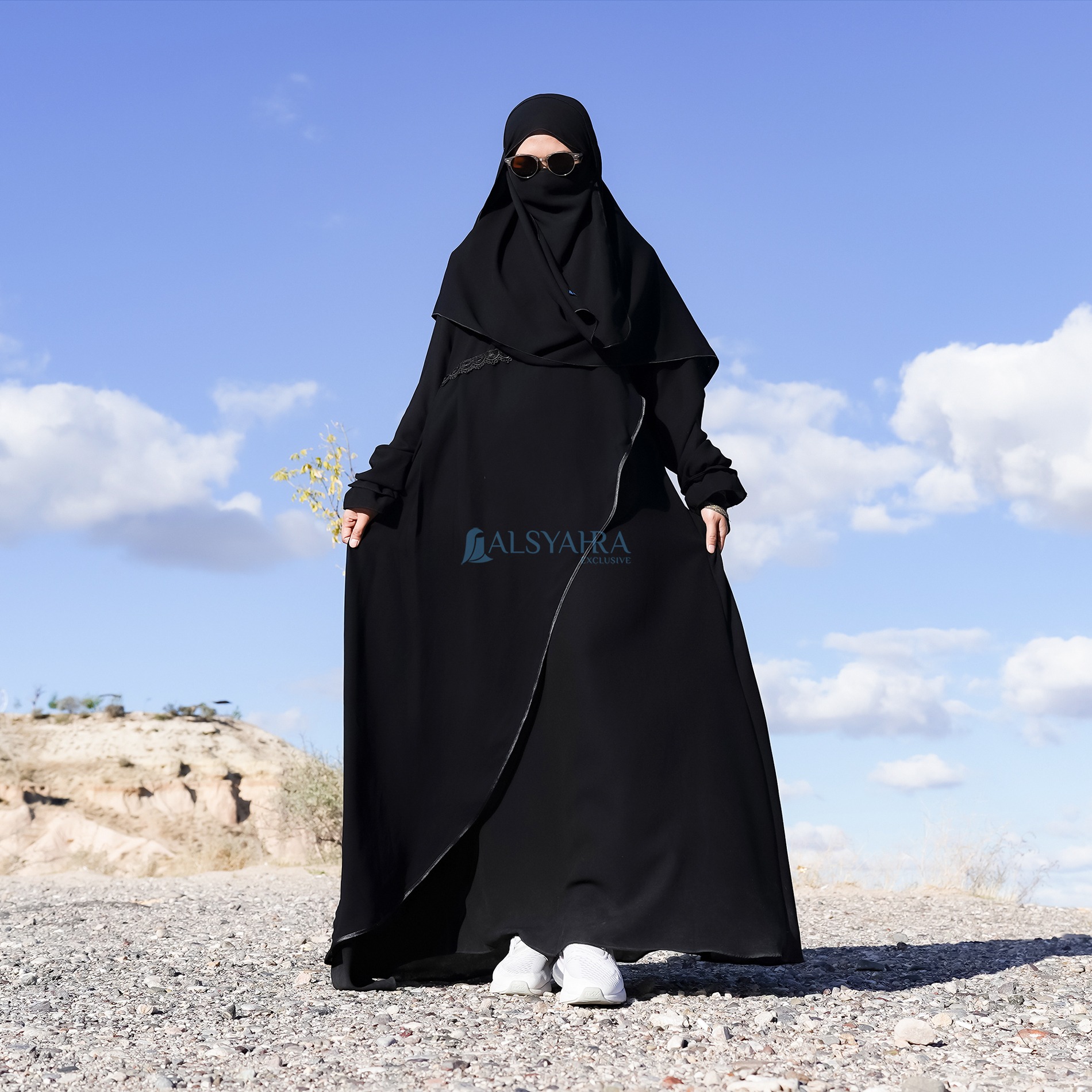 Alsyahra Exclusive - Abaya Gamis Syari Syarifa 2 Material Soft Jetblack