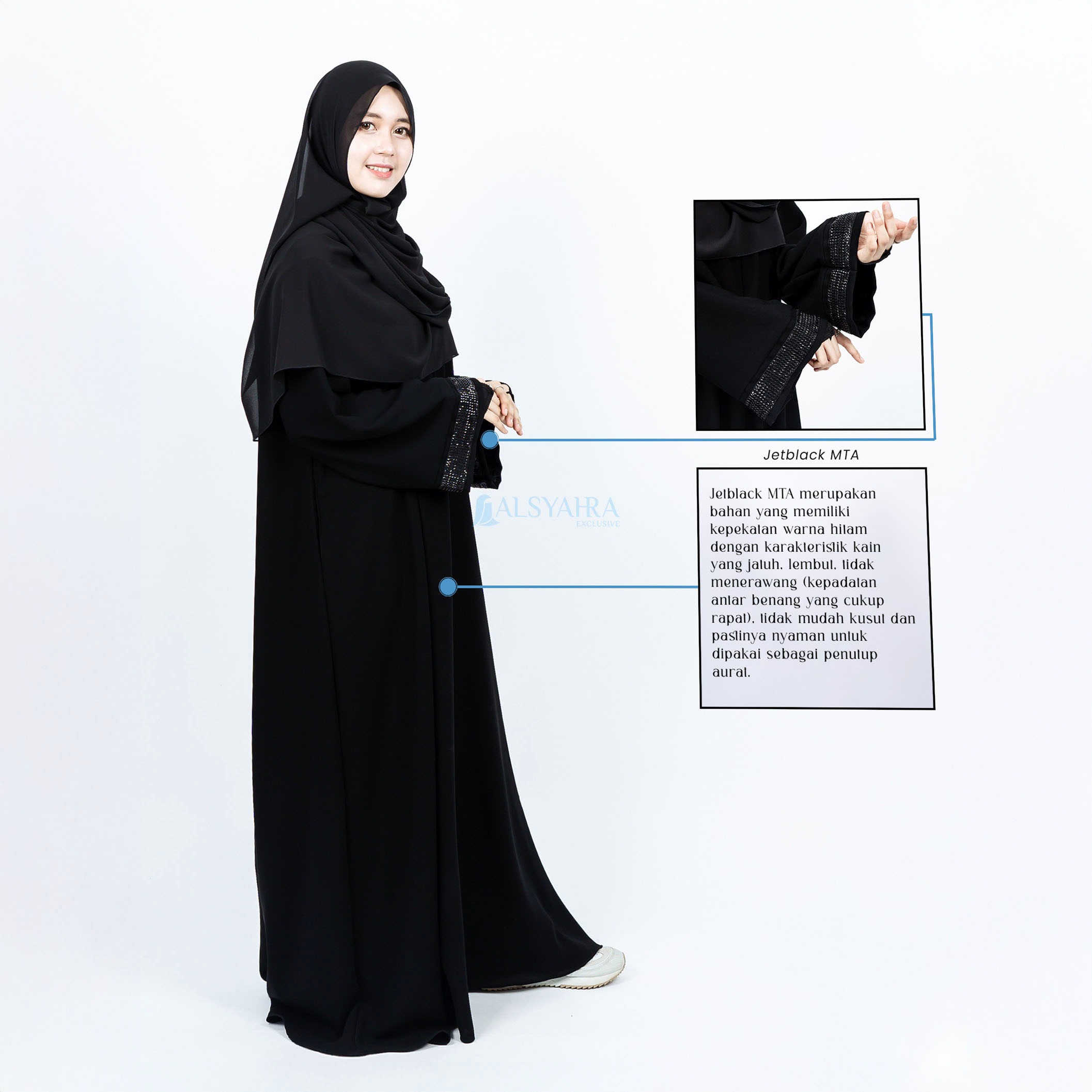 Alsyahra Exclusive - Abaya Gamis Syari Thaifah Jetblack