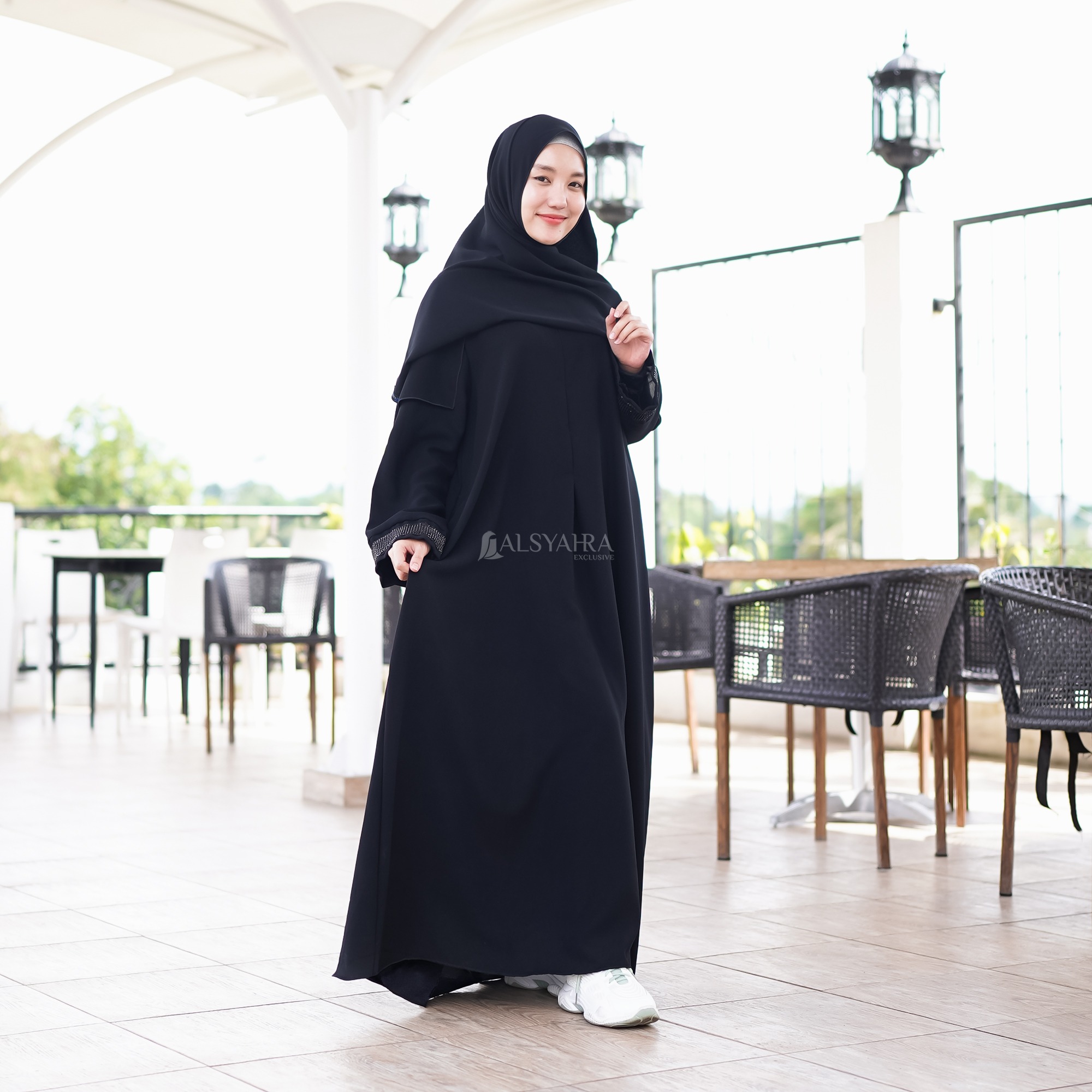 Alsyahra Exclusive - Abaya Gamis Syari Thaifah Jetblack