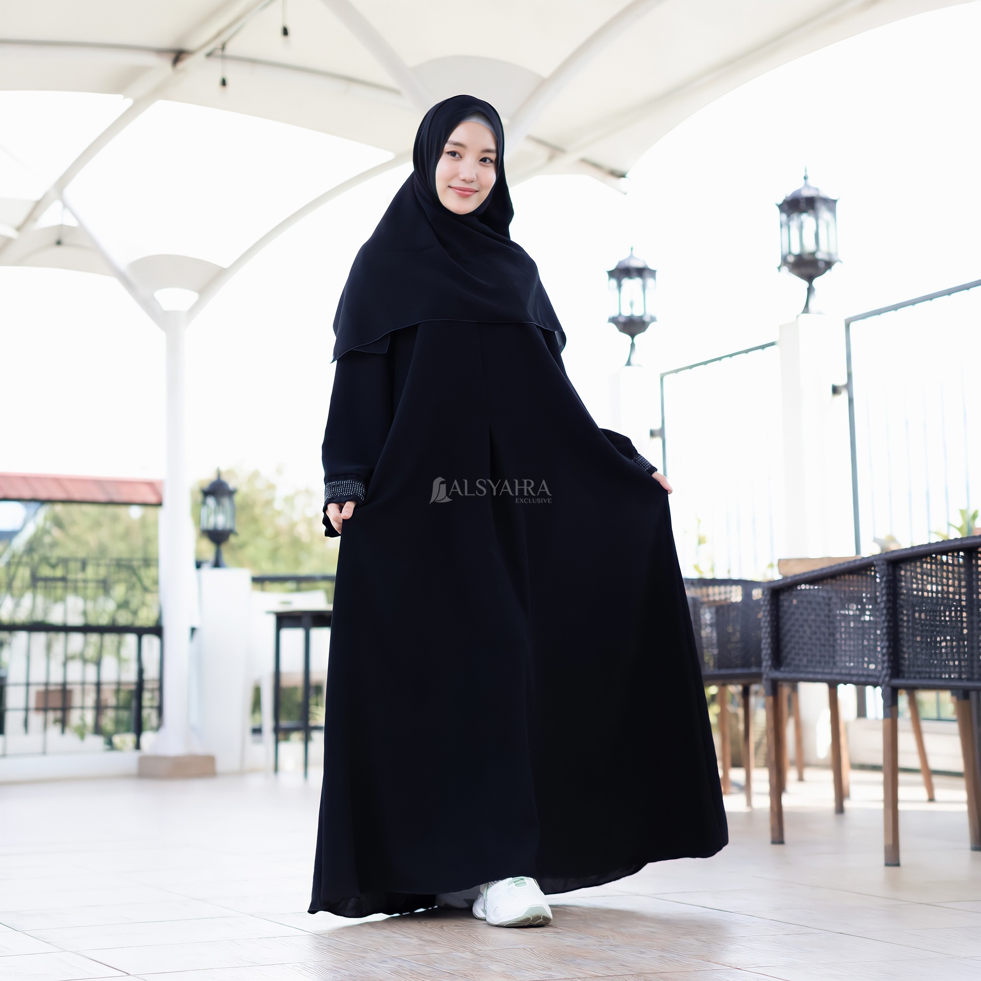 Alsyahra Exclusive - Abaya Gamis Syari Thaifah Jetblack
