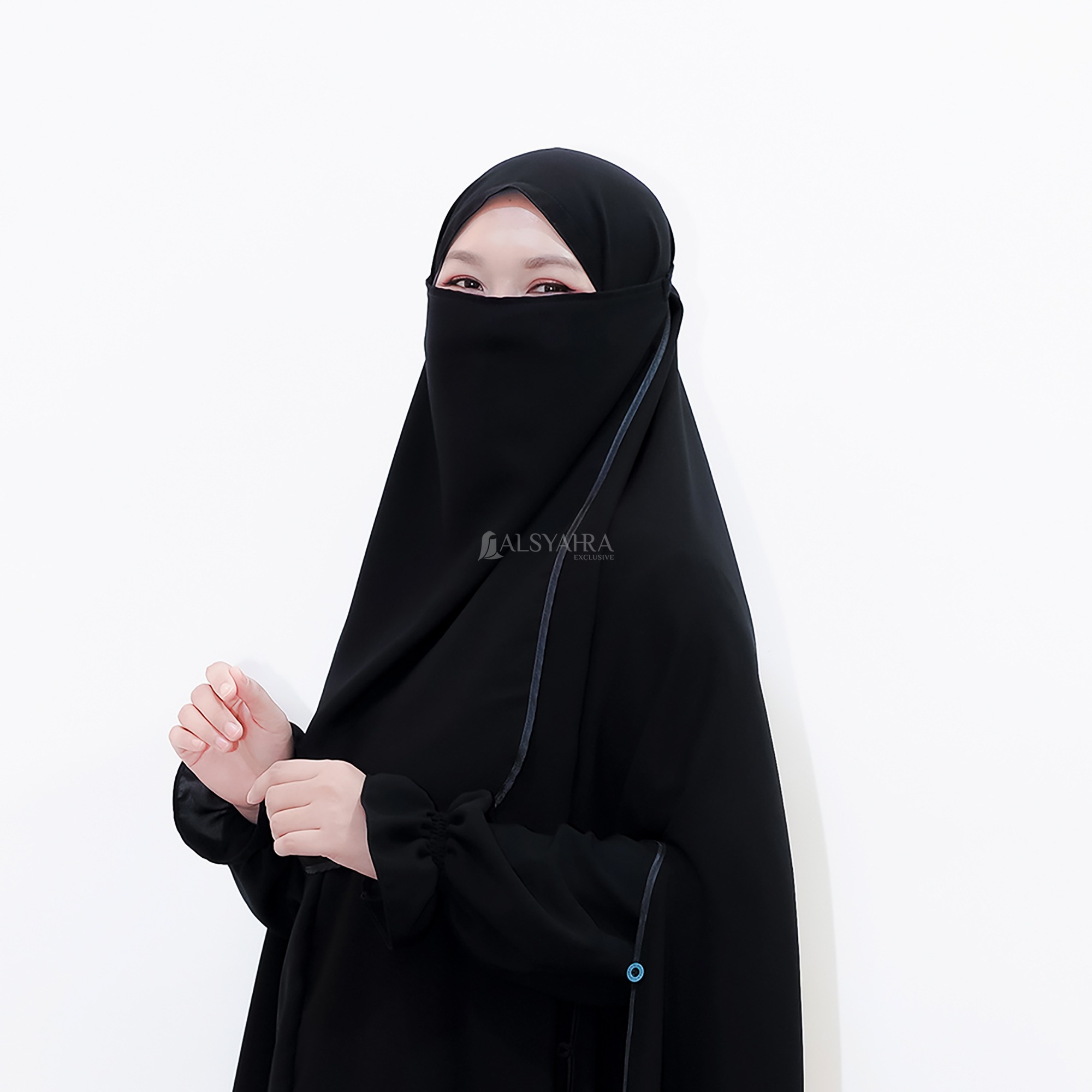 Alsyahra Exclusive - Cadar Tali Bisban Sifon Silk Jetblack