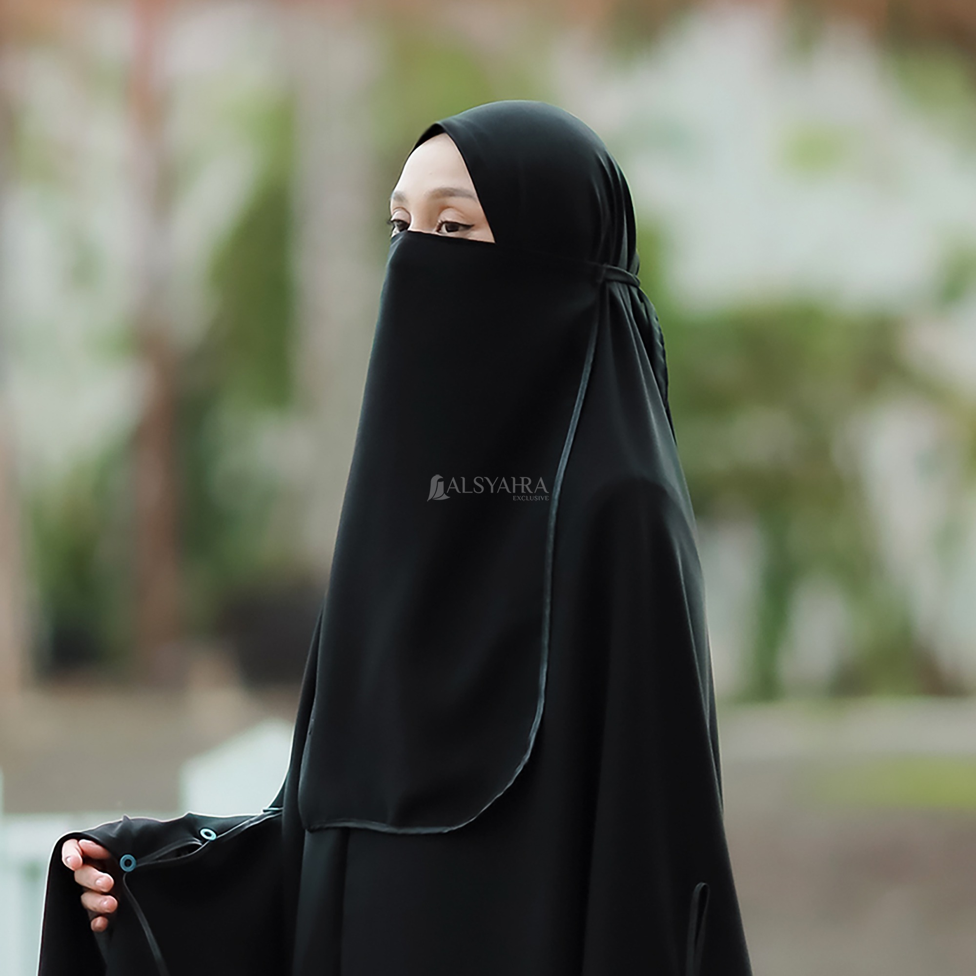 Alsyahra Exclusive - Cadar Tali Bisban Sifon Silk Jetblack