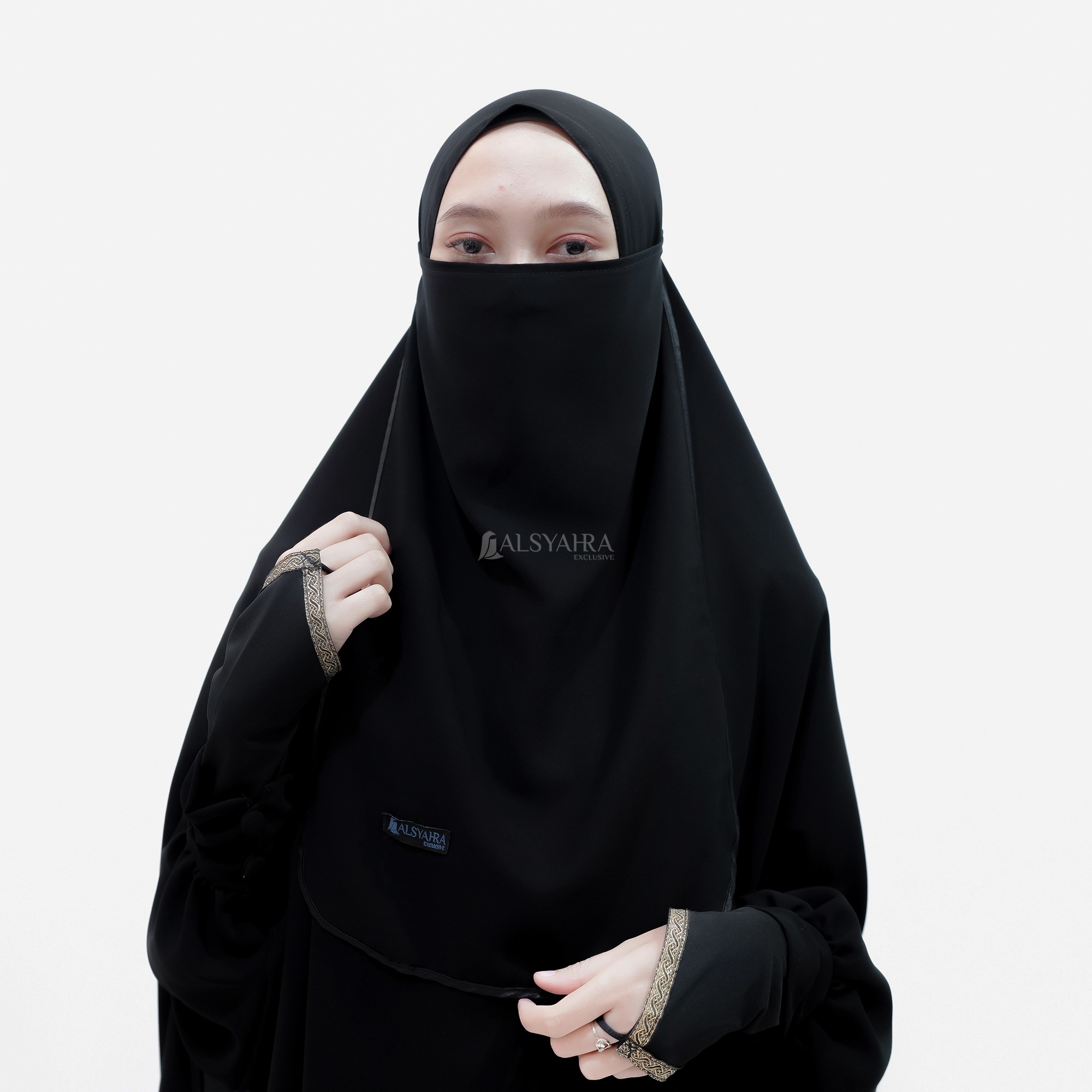 Alsyahra Exclusive - Cadar Tali Bisban Sifon Silk Jetblack