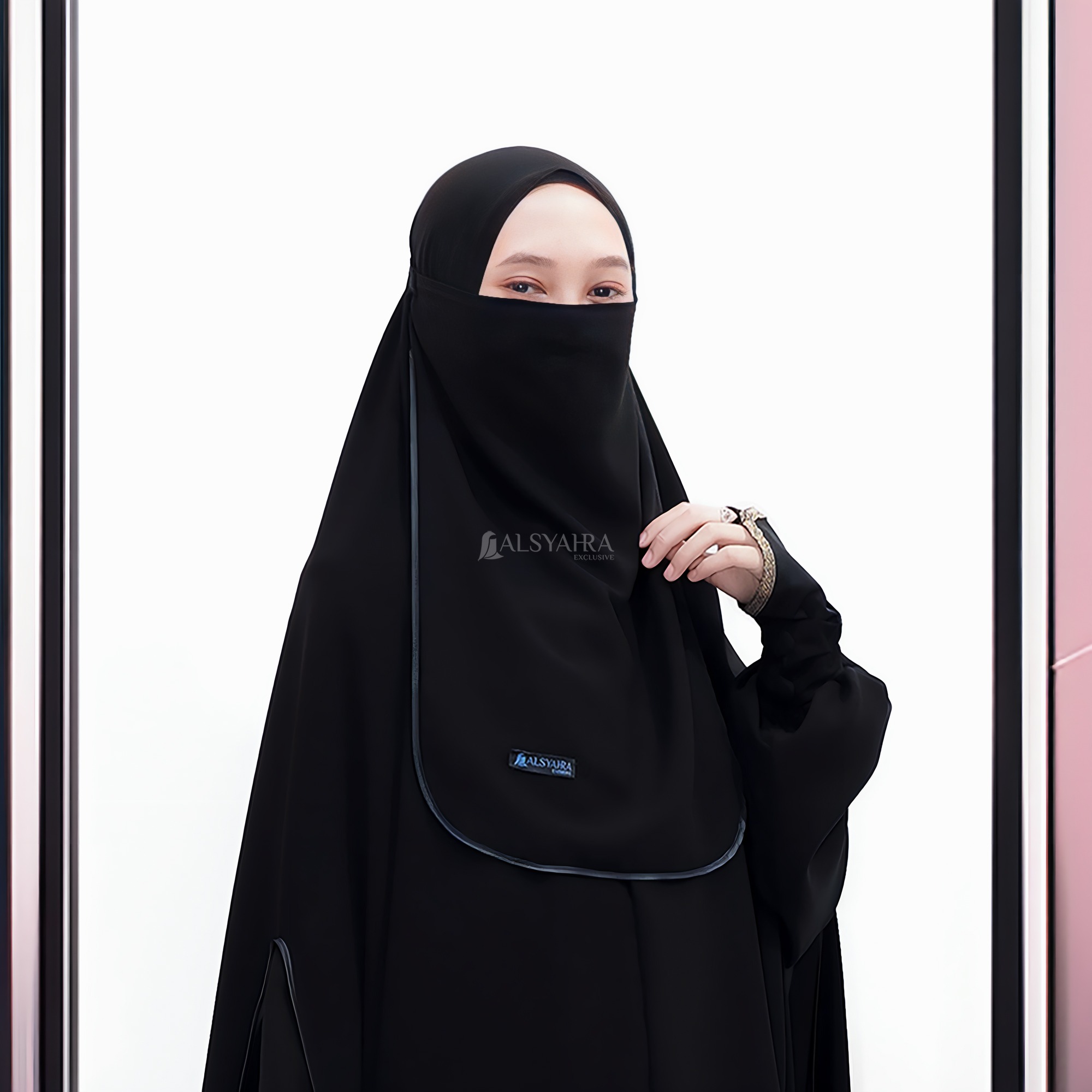 Alsyahra Exclusive - Cadar Tali Bisban Sifon Silk Jetblack