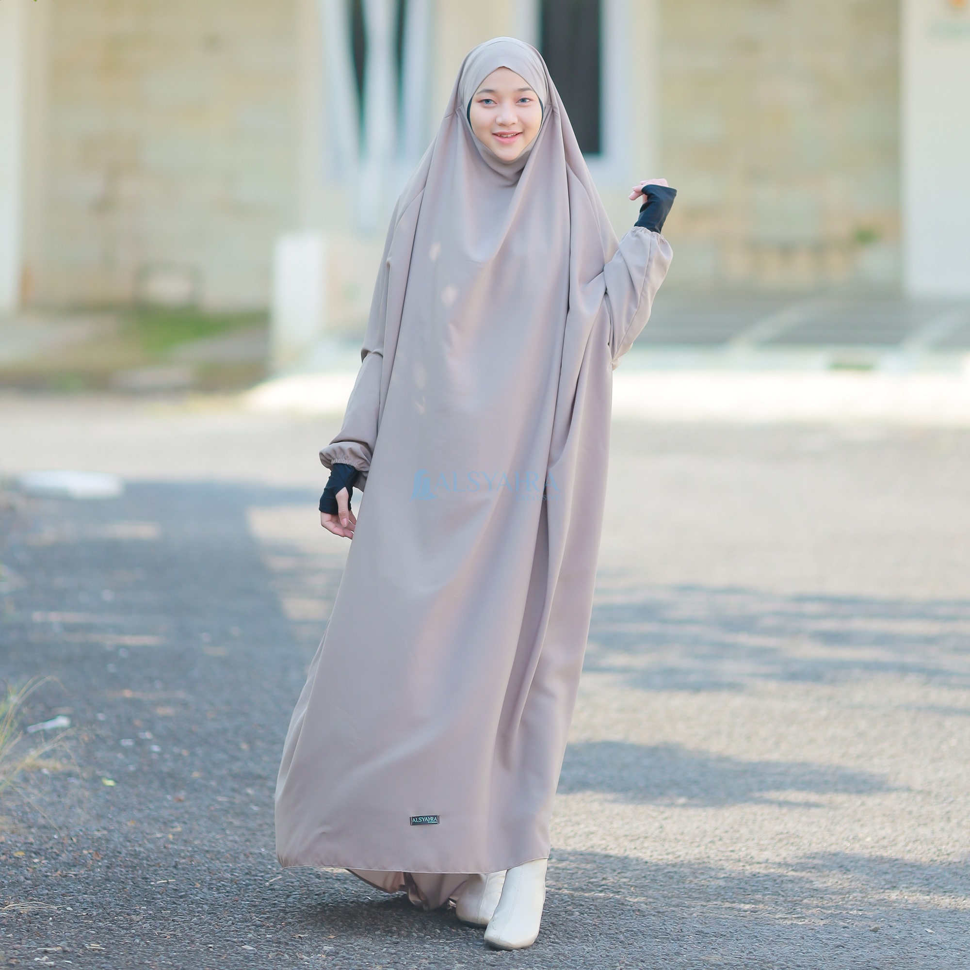 Alsyahra Exclusive - Long Khiban French Khimar Lengan Like Mukena Zahira Haramain WF Premium