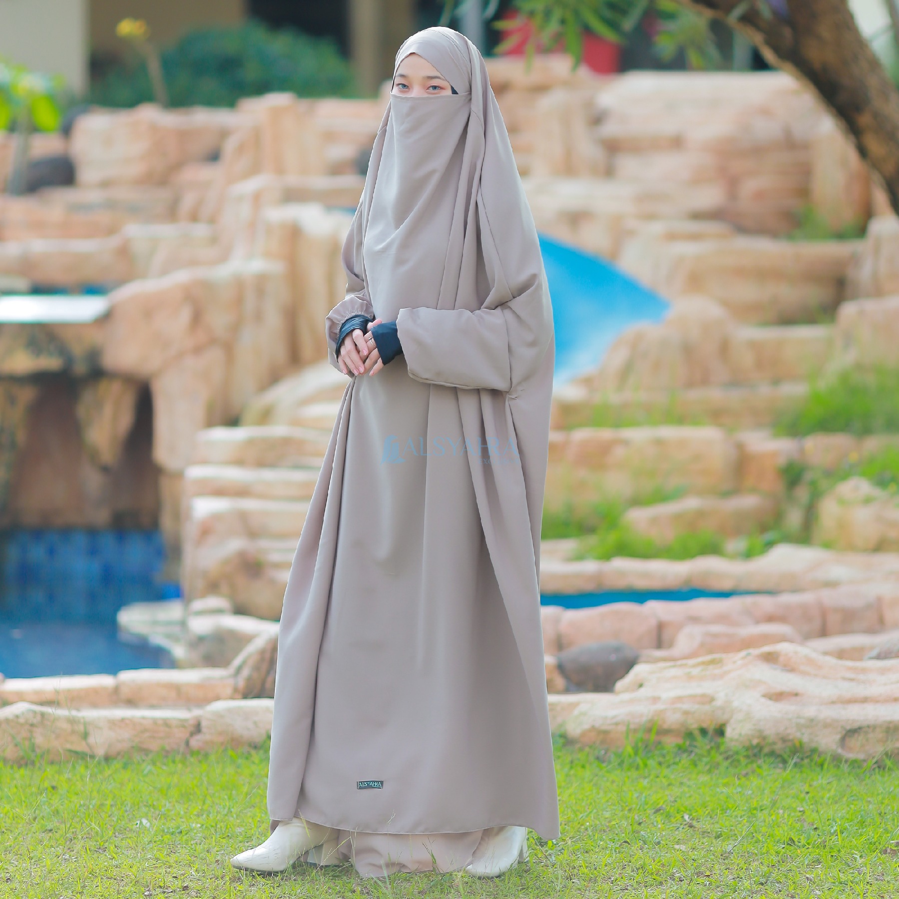 Alsyahra Exclusive - Long Khiban French Khimar Lengan Like Mukena Zahira Haramain WF Premium