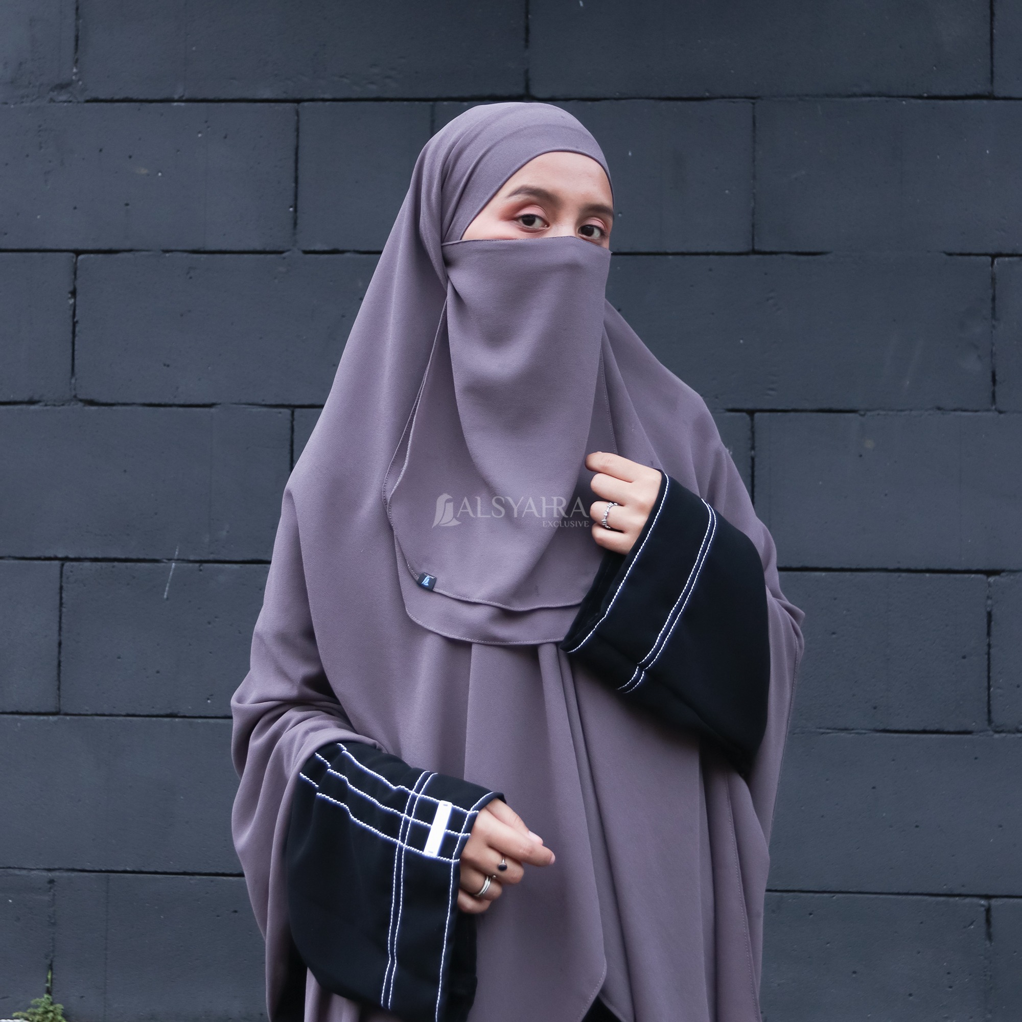 Alsyahra Exclusive - Set Hijab Segi Empat Square Cadar 2 Layer Sifon Cerruti Premium