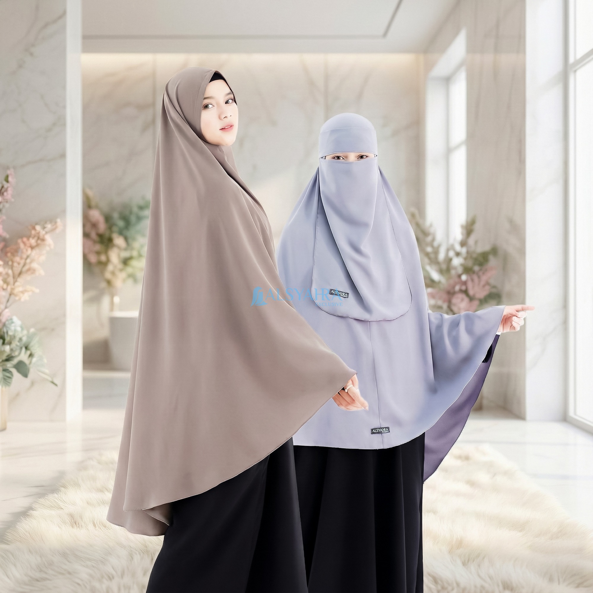 Alsyahra Exclusive - Set Khimar Syari NON Pad Niqab Bandana WF Premium