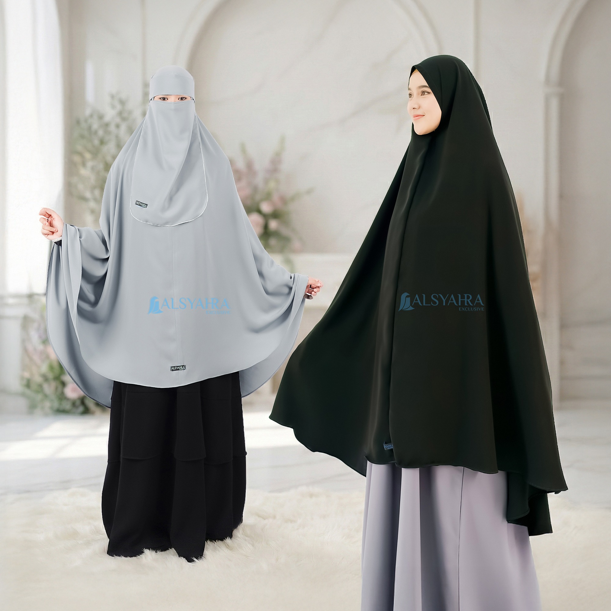 Alsyahra Exclusive - Set Khimar Syari NON Pad Niqab Bandana WF Premium