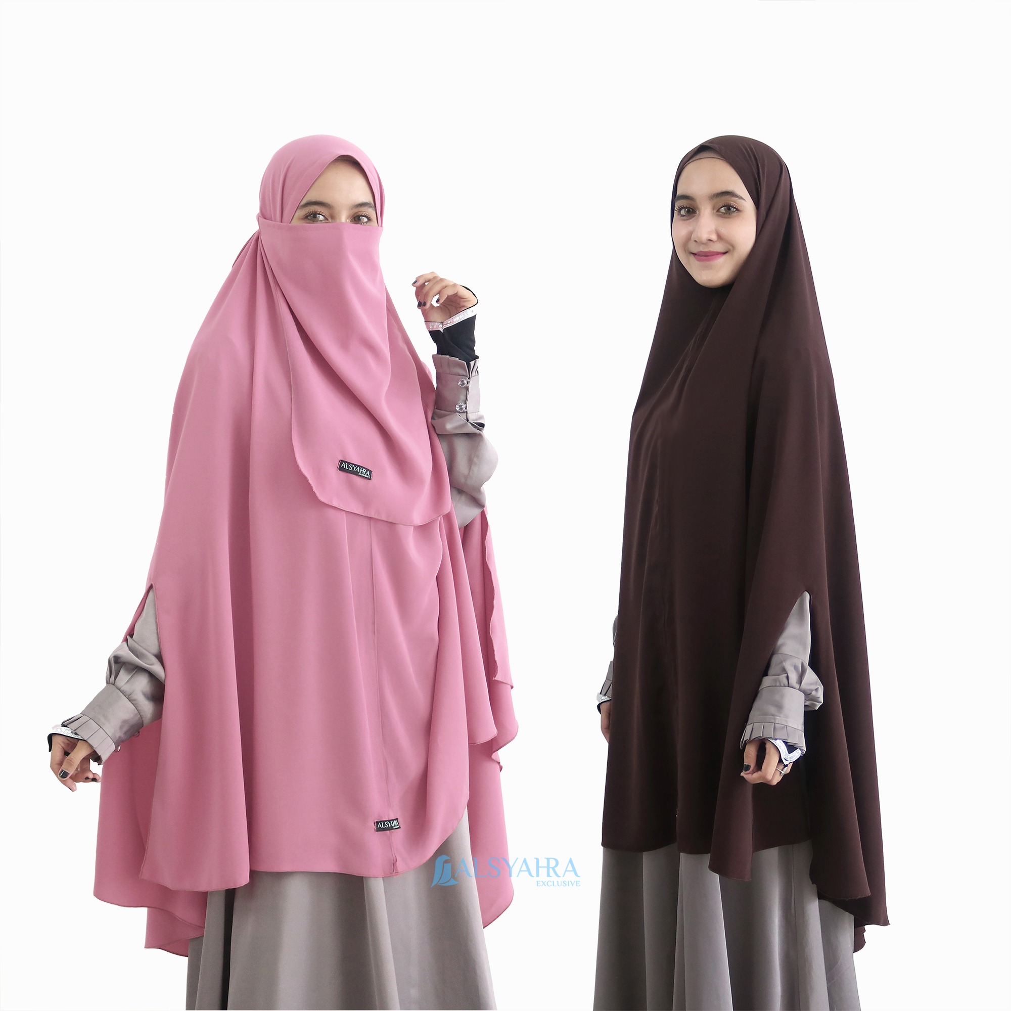 Alsyahra Exclusive - Set Khimar Syari Handsplit Non Pad Cadar Tali WF Premium