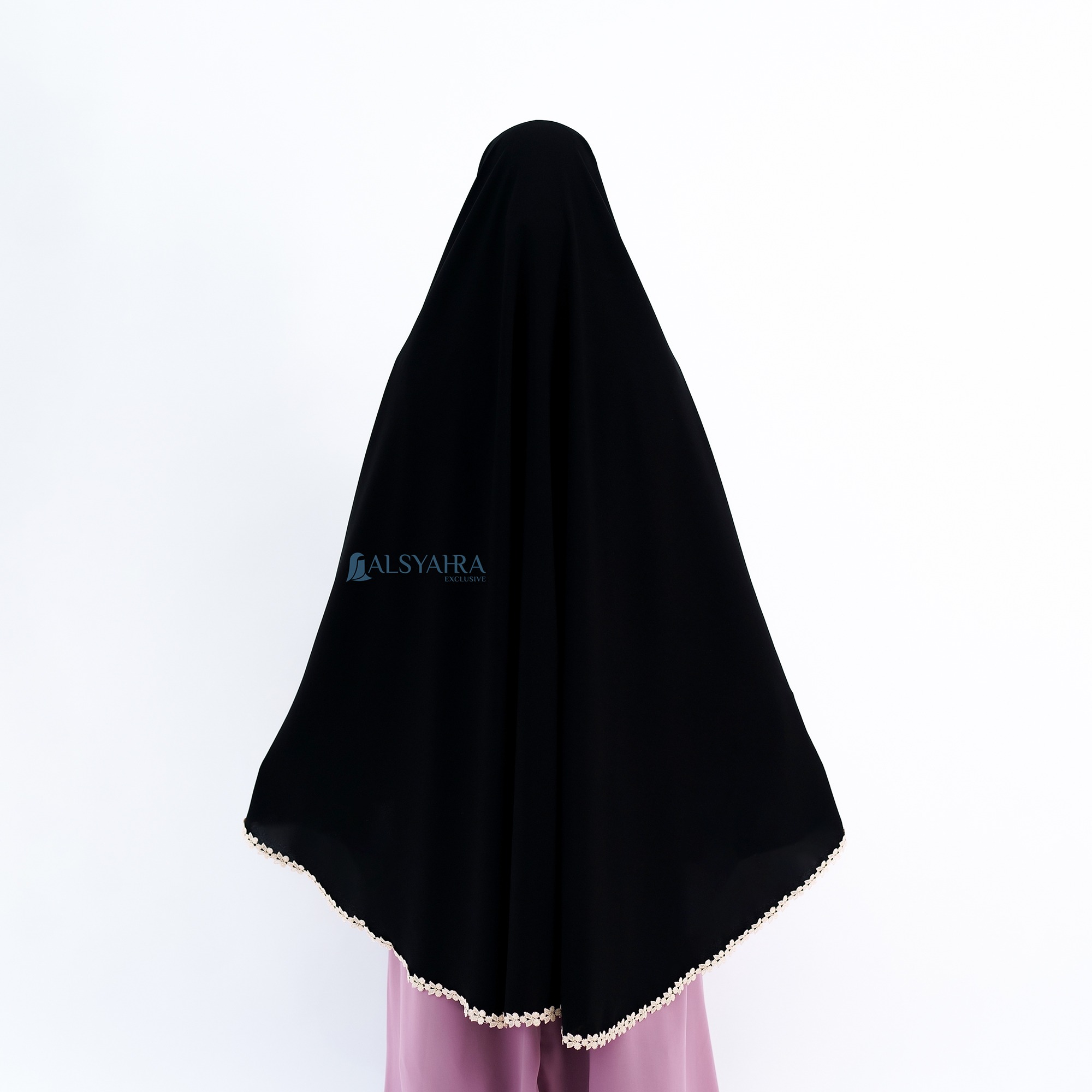 Alsyahra Exclusive - Set Khimar Syari Nailah Niqab Poni Soft Jetblack Size XL