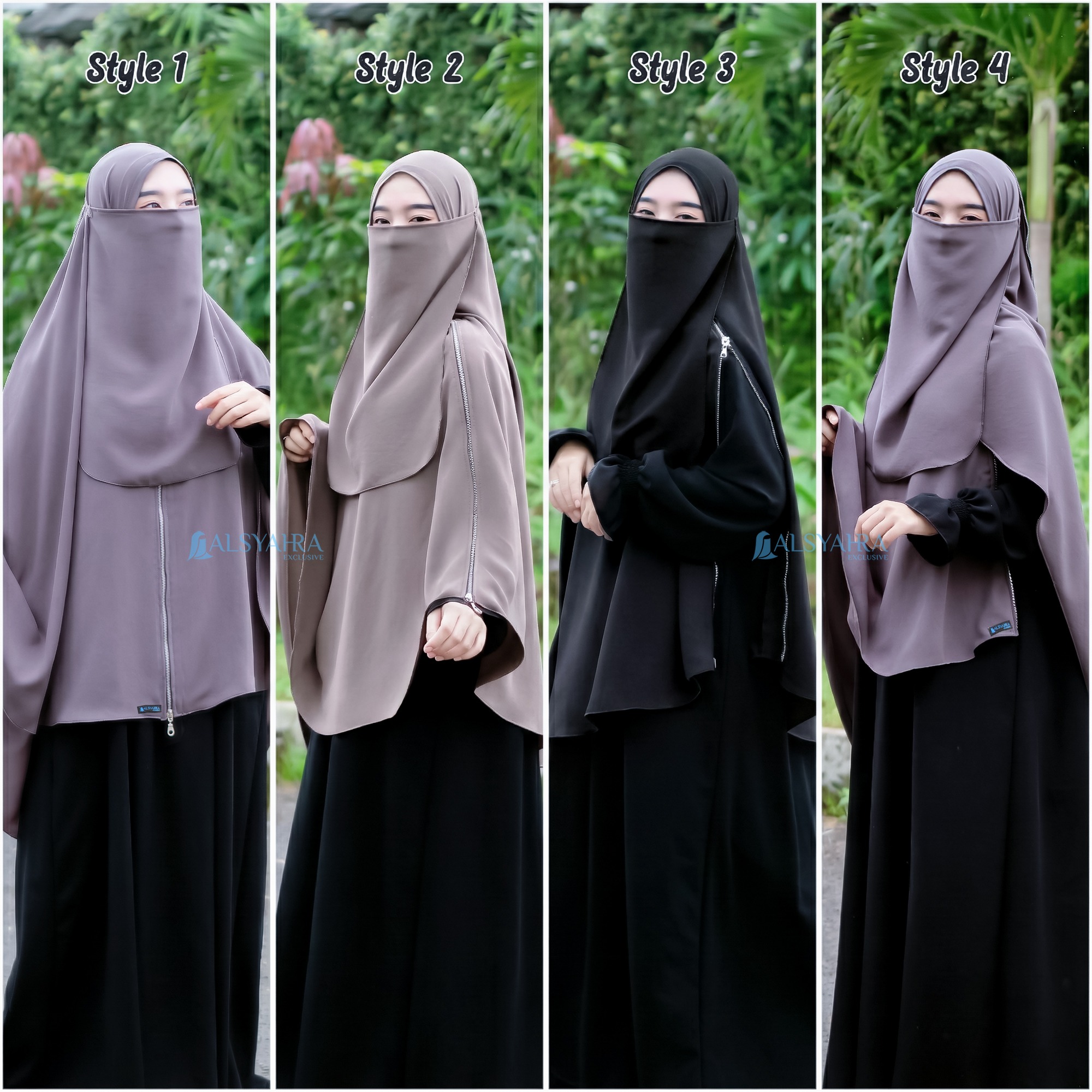 Alsyahra Exclusive - Set Khimar Syari Zipper Zayyana Cadar Tali Soft Crown Premium Size XL