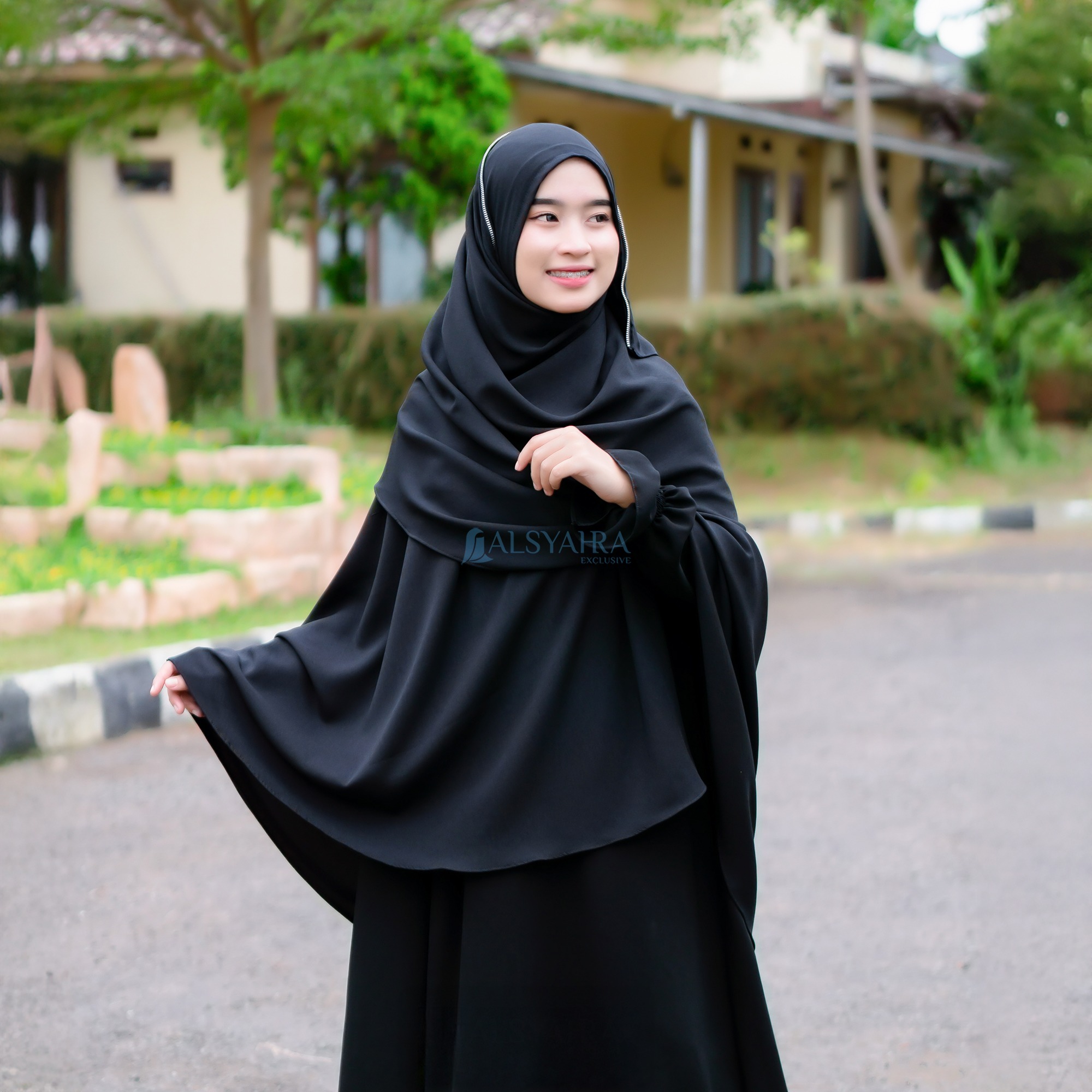 Alsyahra Exclusive - Set Khimar Syari Zipper Zayyana Cadar Tali Soft Crown Premium Size XL