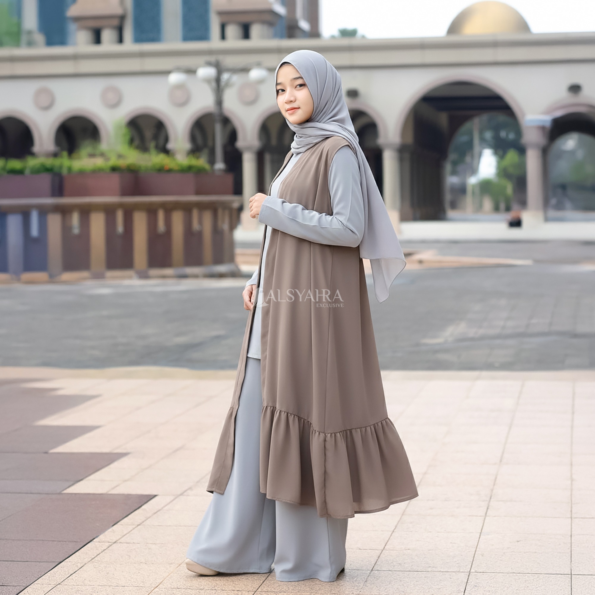 Alsyahra Exclusive - Long Outer Syari Cardigan Wrinkle Ajniha Sifon Cerutti Permium