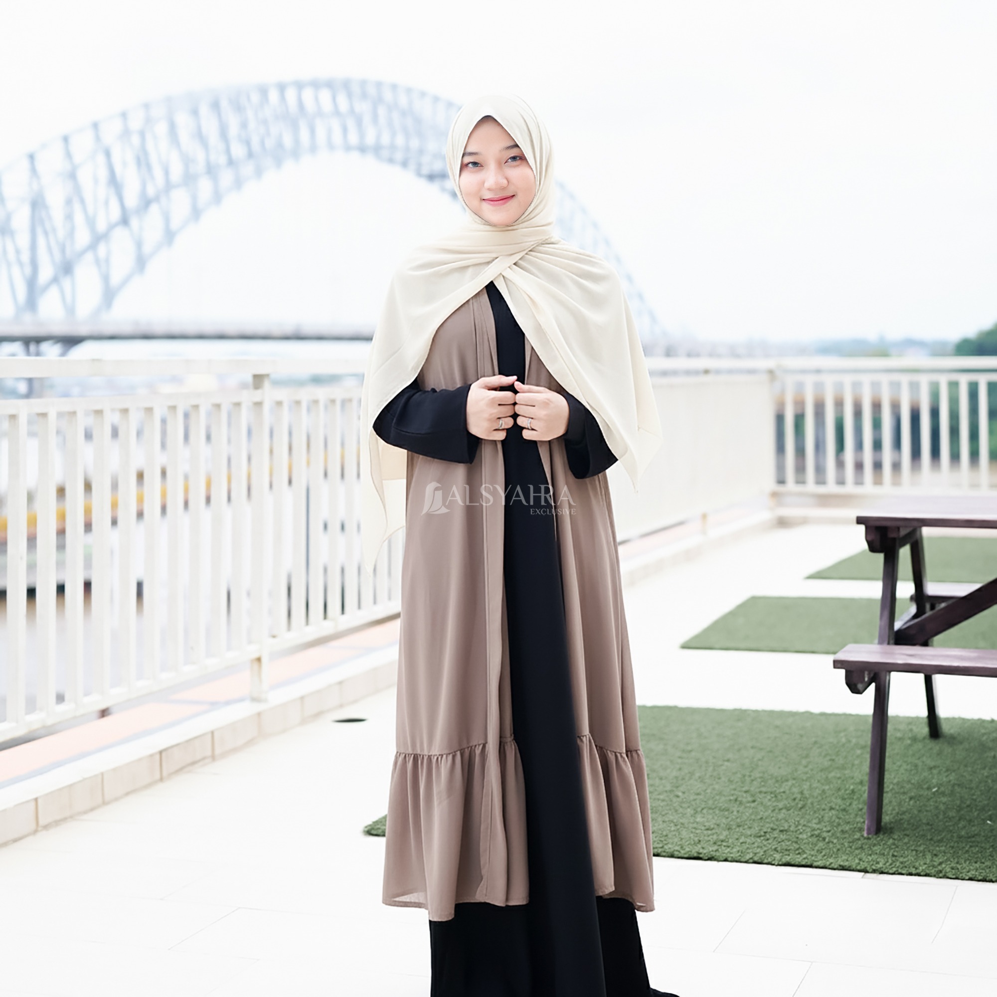Alsyahra Exclusive - Long Outer Syari Cardigan Wrinkle Ajniha Sifon Cerutti Permium
