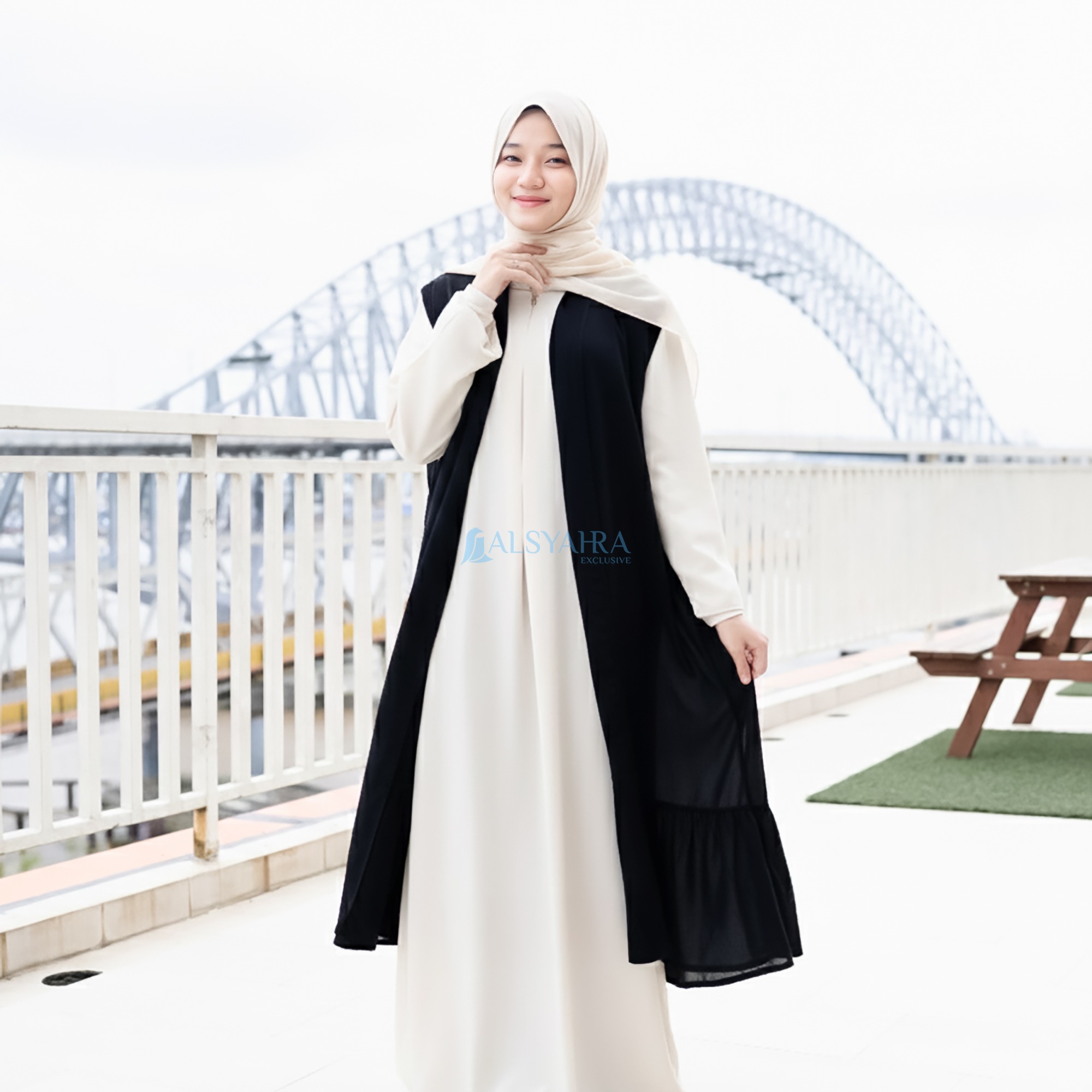 Alsyahra Exclusive - Long Outer Syari Cardigan Wrinkle Ajniha Sifon Cerutti Permium