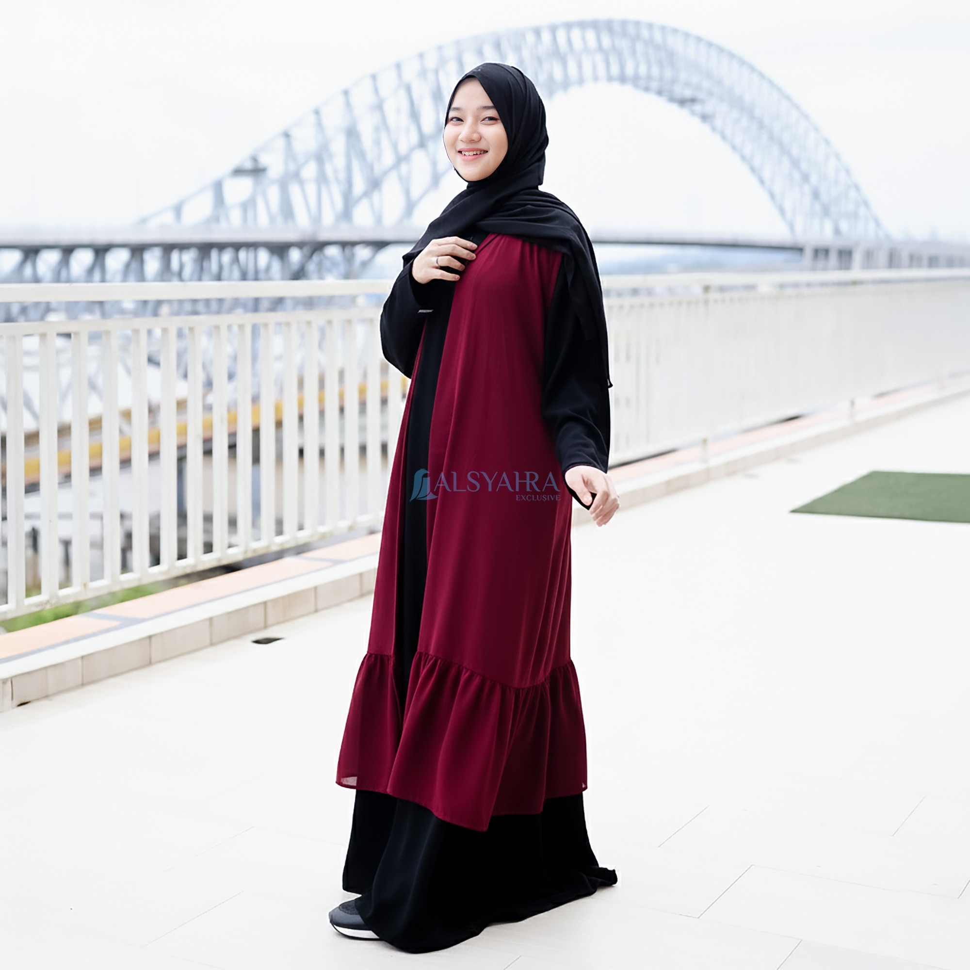 Alsyahra Exclusive - Long Outer Syari Cardigan Wrinkle Ajniha Sifon Cerutti Permium