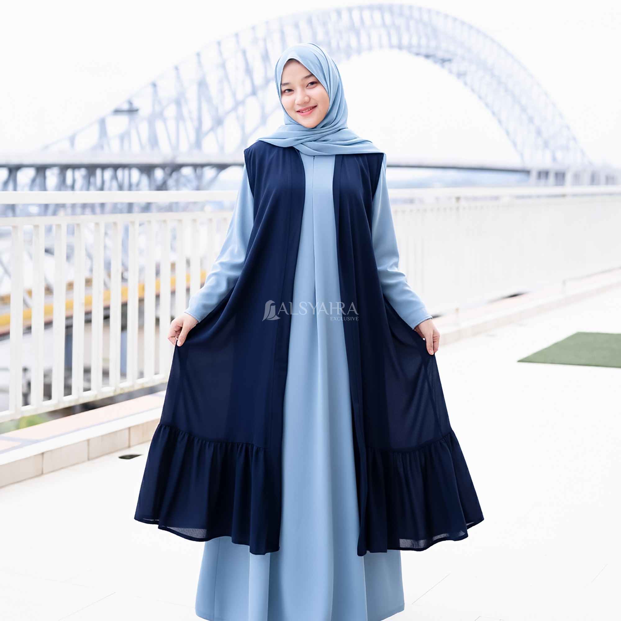Alsyahra Exclusive - Long Outer Syari Cardigan Wrinkle Ajniha Sifon Cerutti Permium