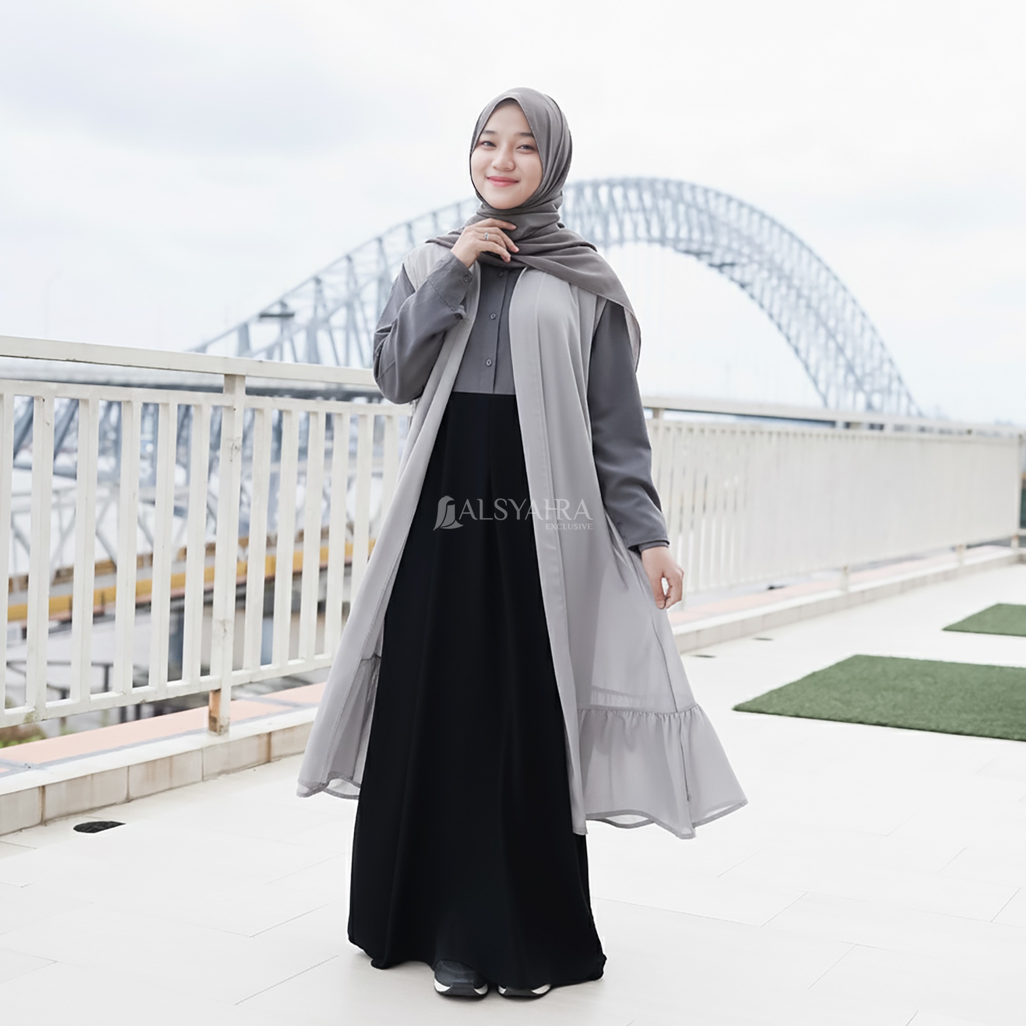 Alsyahra Exclusive - Long Outer Syari Cardigan Wrinkle Ajniha Sifon Cerutti Permium