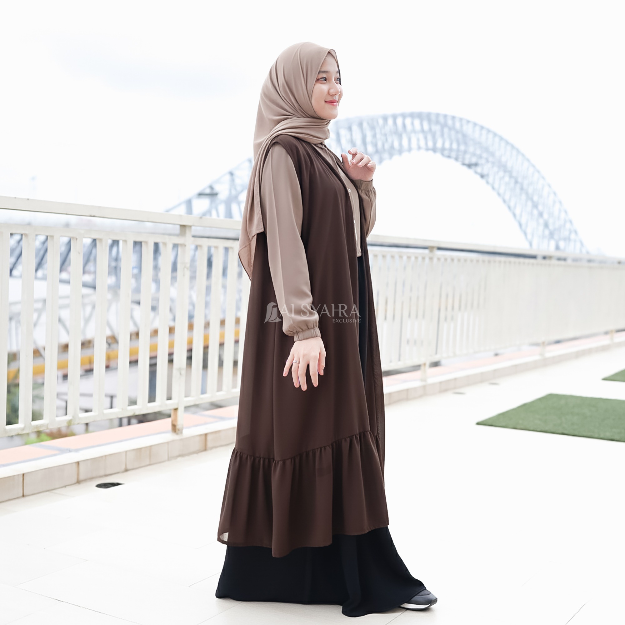 Alsyahra Exclusive - Long Outer Syari Cardigan Wrinkle Ajniha Sifon Cerutti Permium