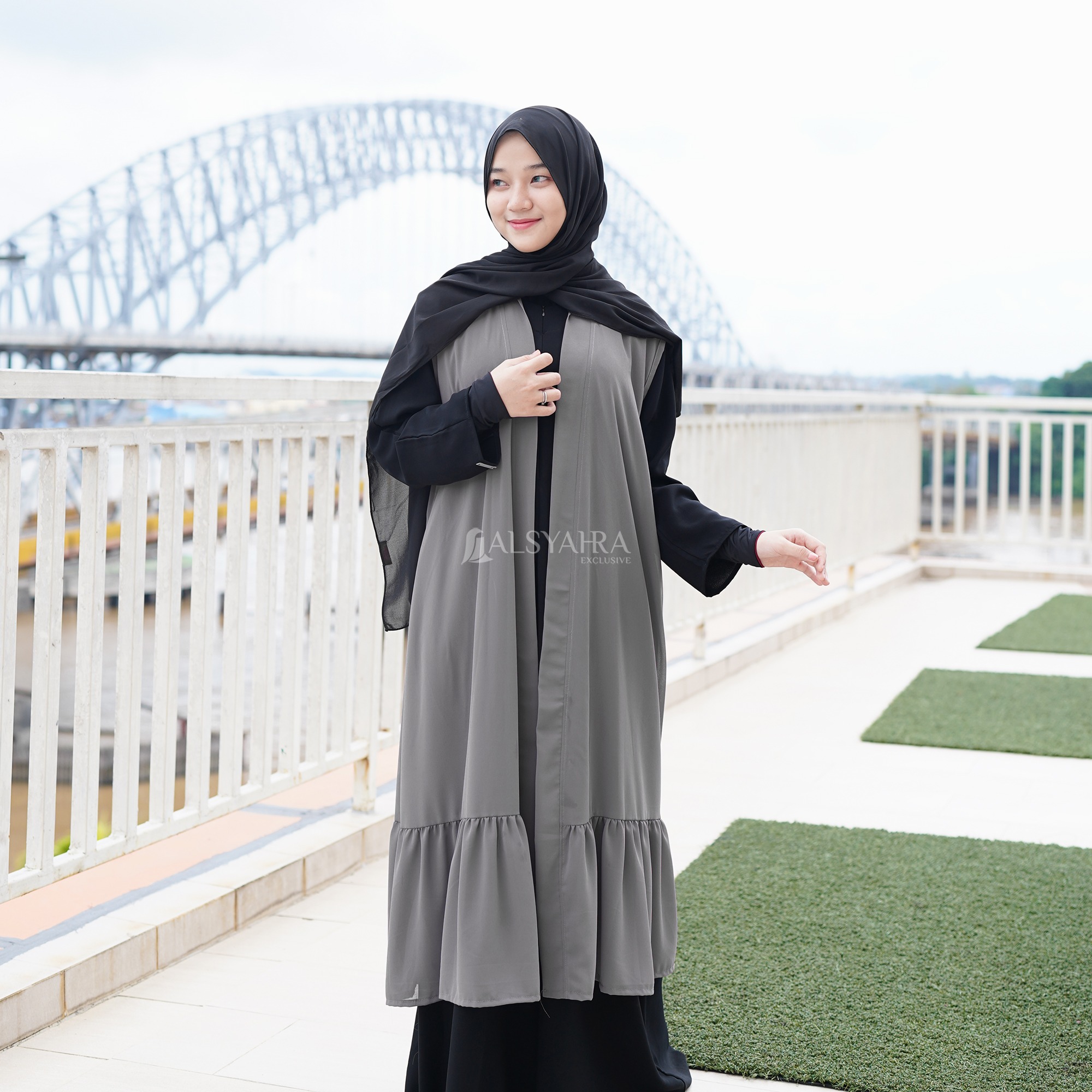 Alsyahra Exclusive - Long Outer Syari Cardigan Wrinkle Ajniha Sifon Cerutti Permium